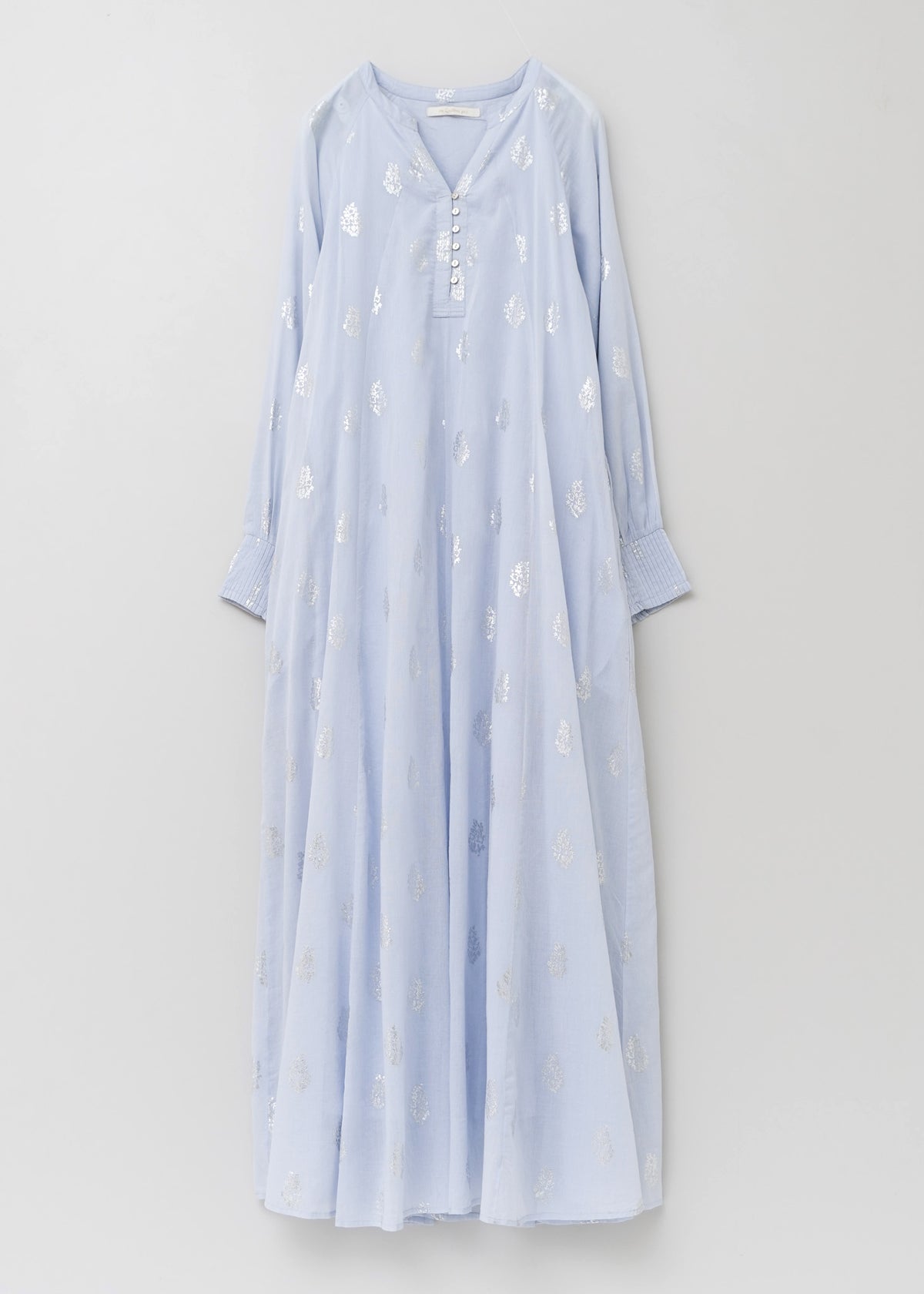 Cotton Voile Foil Flower Print Sleeve Dress