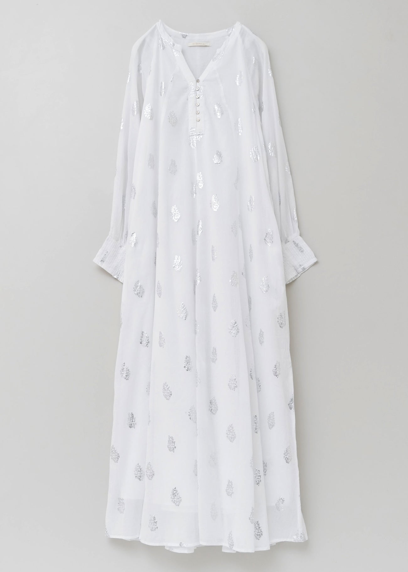 Cotton Voile Foil Flower Print Sleeve Dress