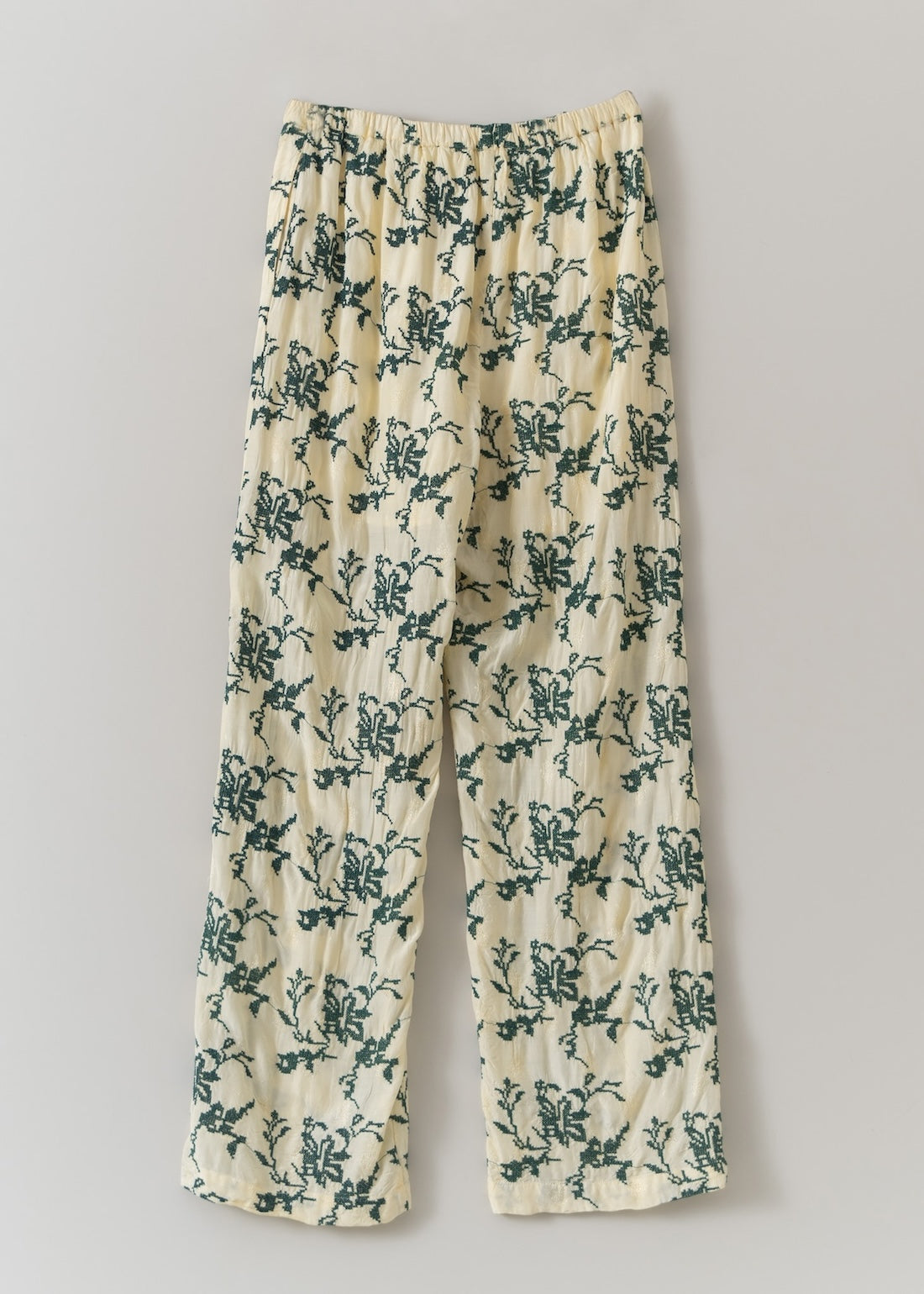 【2月上旬お届け予定】Rayon Jacquard Flower All Over Embroidery Pants