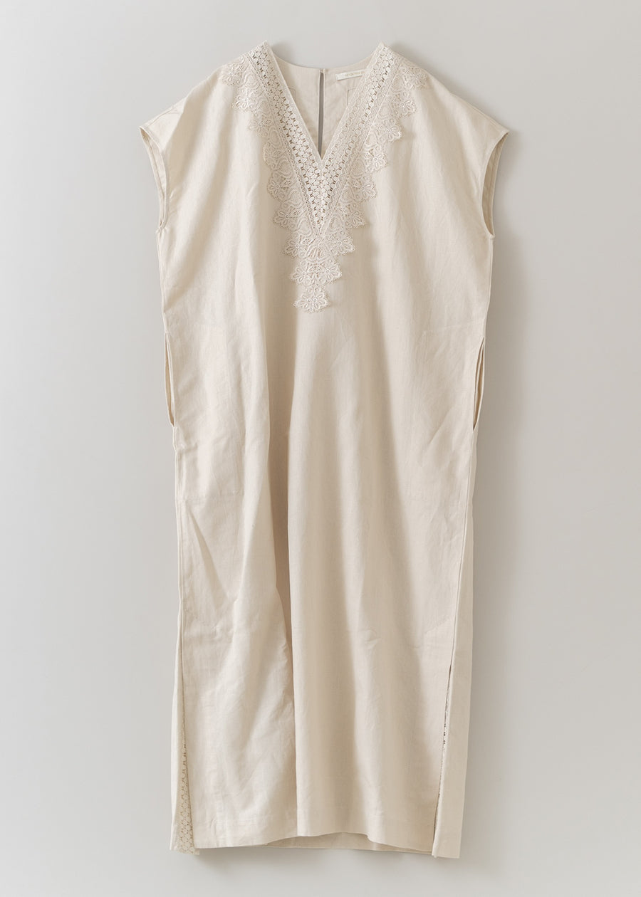 Heavy Linen V Neck Dress