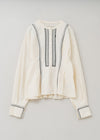 Crimp Cotton Aster Embroidery Tuck Blouse