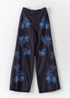 Cotton Linen Plants Embroidery Pants