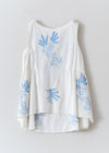 Cotton Linen Plants Embroidery Sleeeless Top