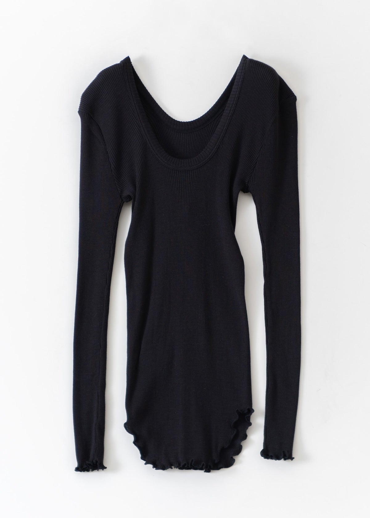 Wool Rib Long Sleeve Pullover