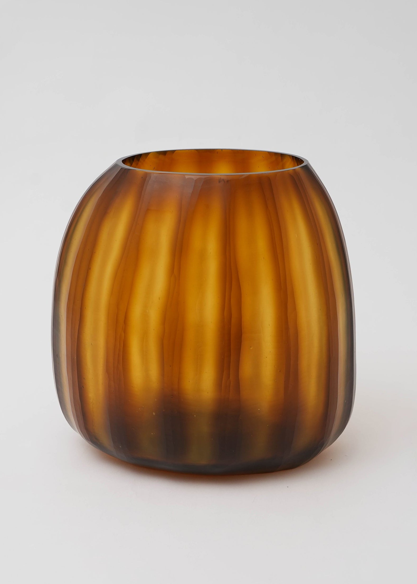 Hand Made Glass Flower Vase Brown Stripe