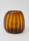 Hand Made Glass Flower Vase Brown Stripe