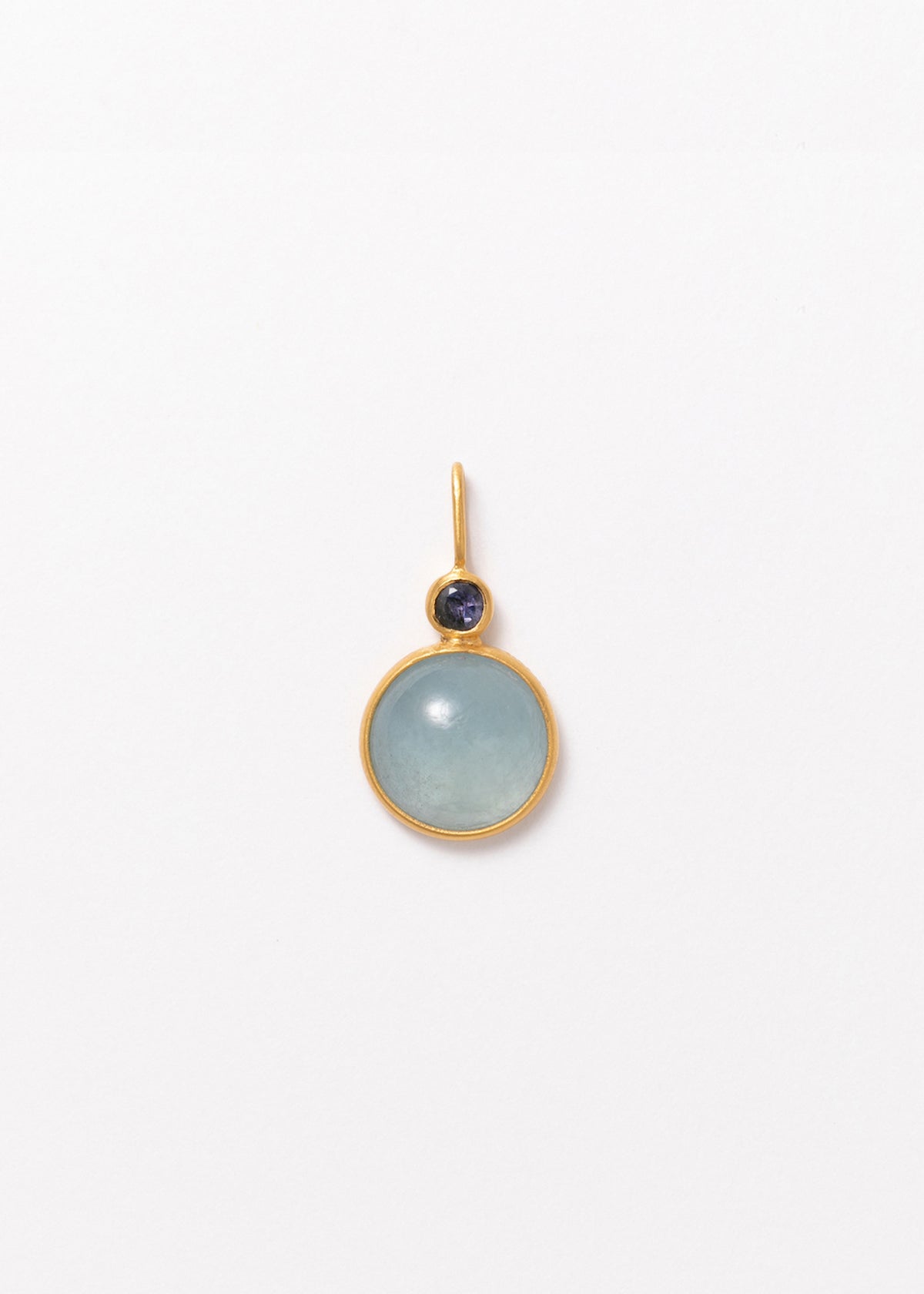 Cabochon & Faceted Aquamarine Bezel Charm