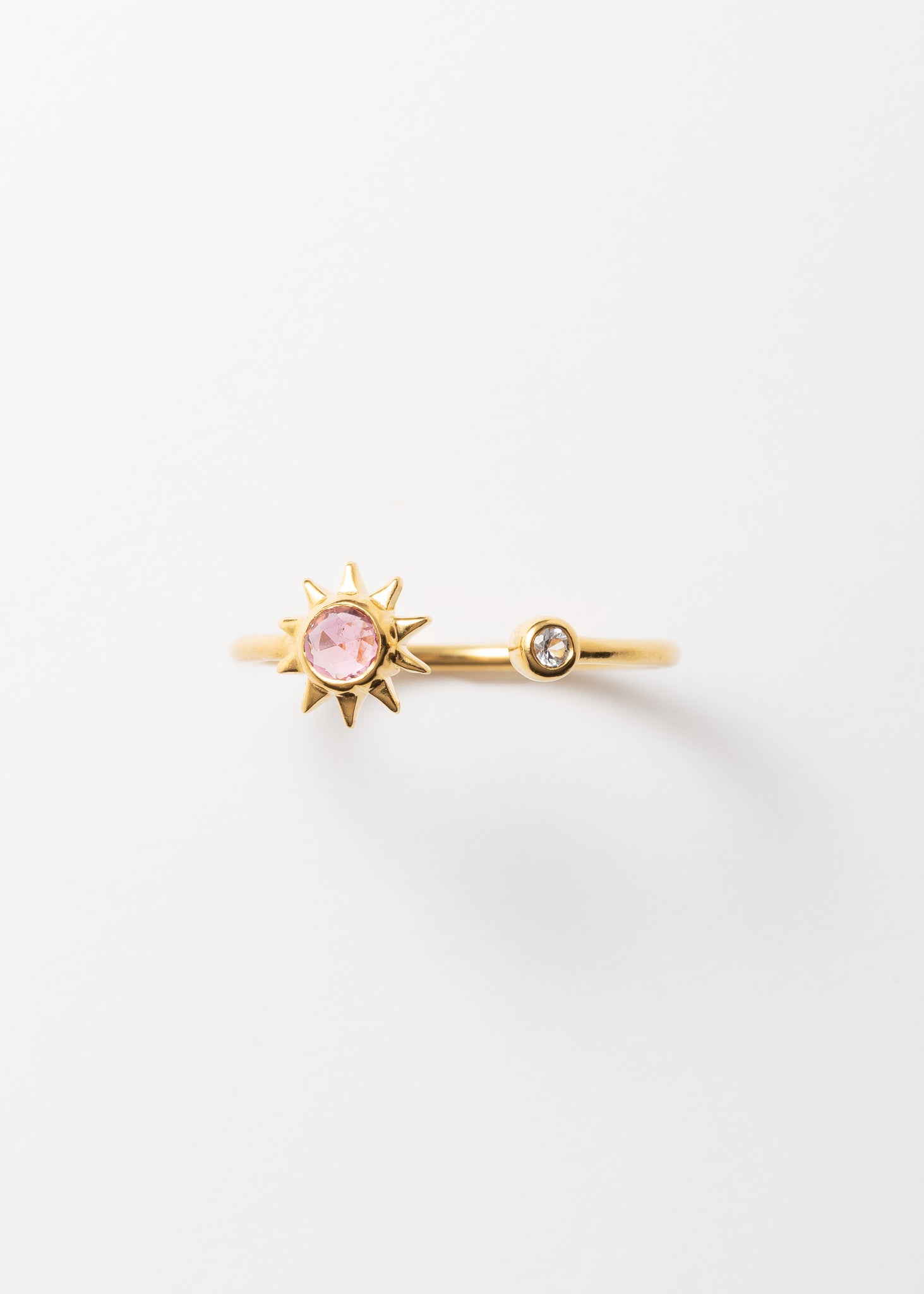 Sun Ring With Pink Tourmaline & White Sapphire