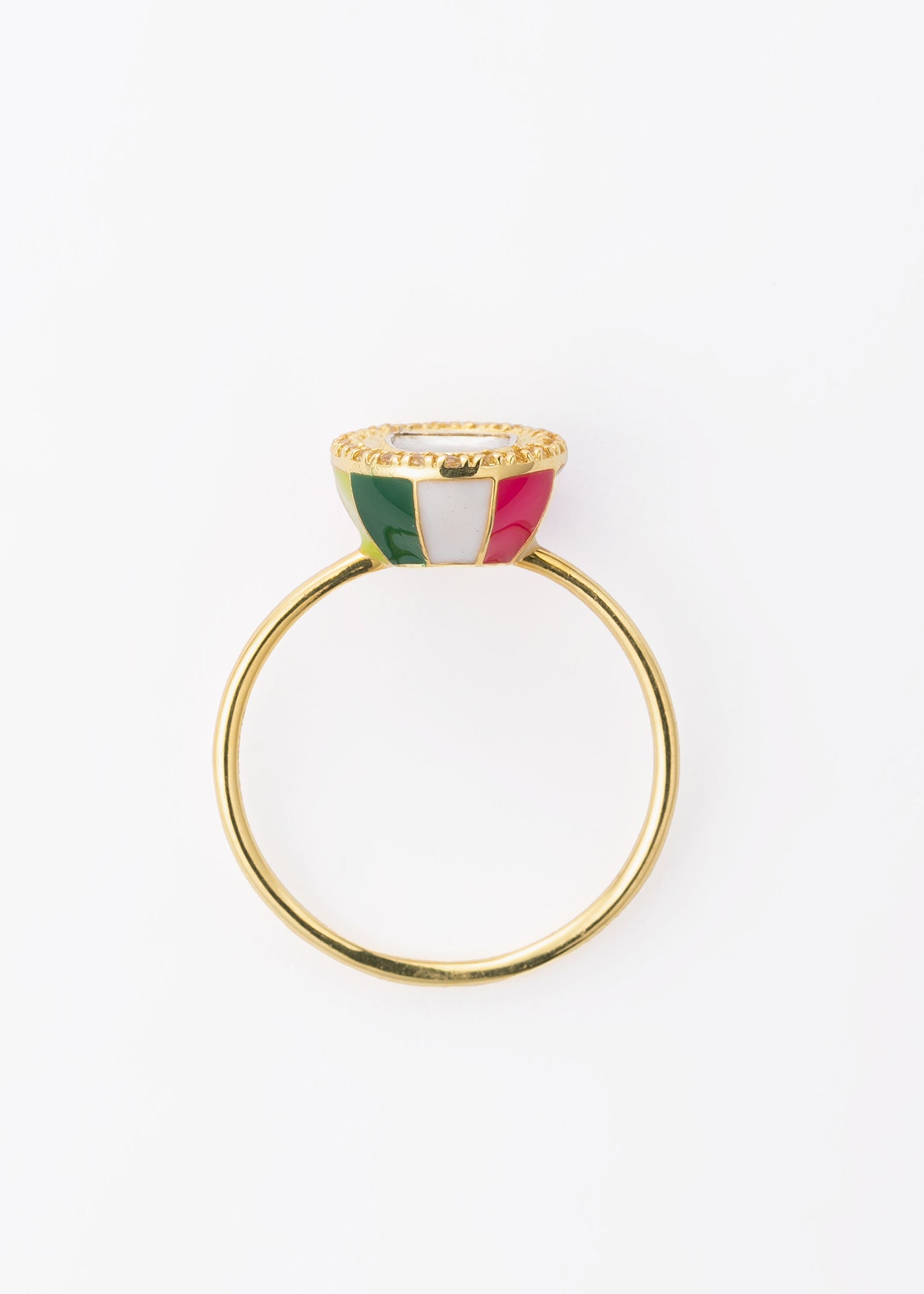 Polki Multi Color Enamel Pave Ring