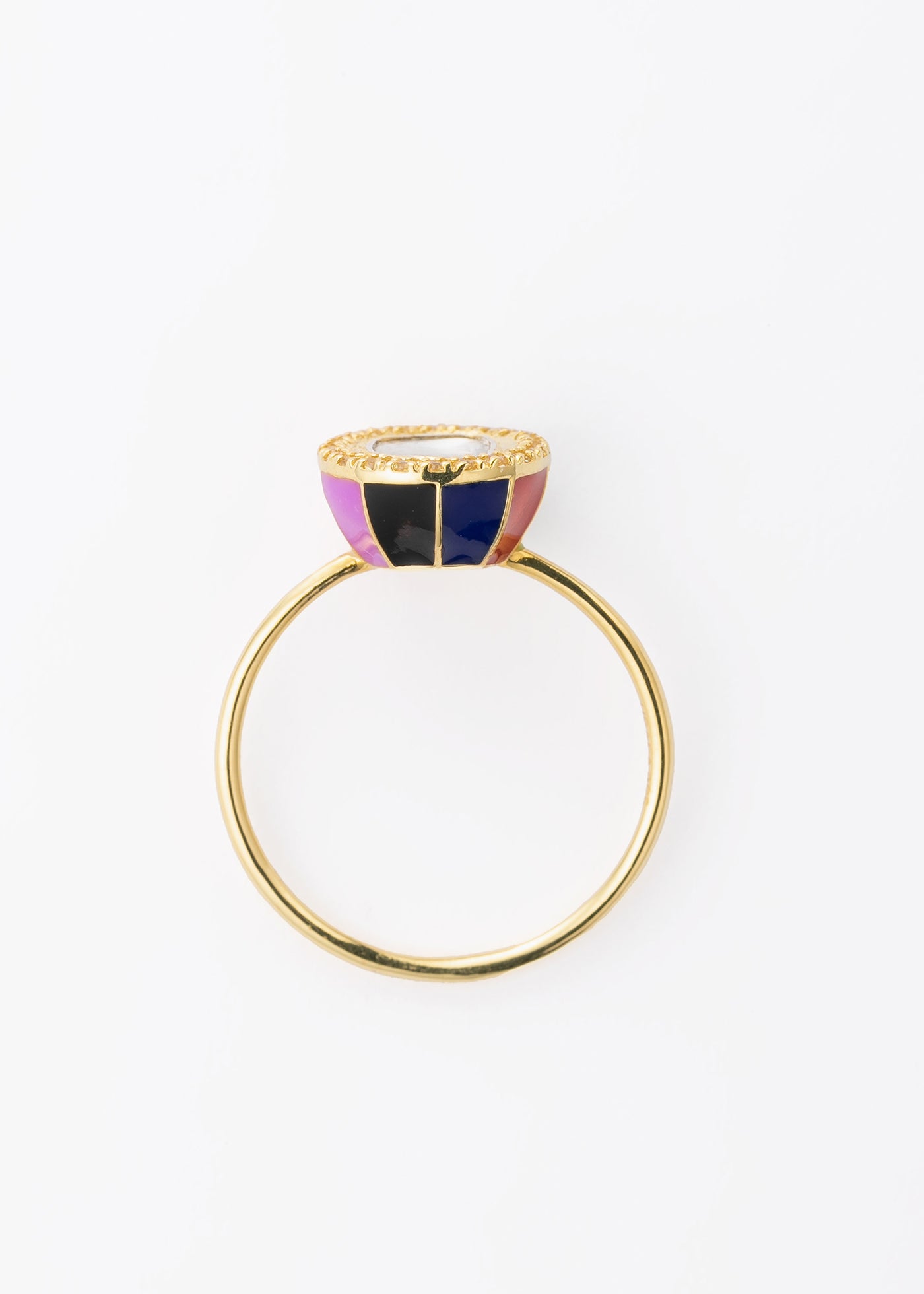 Polki Multi Color Enamel Pave Ring