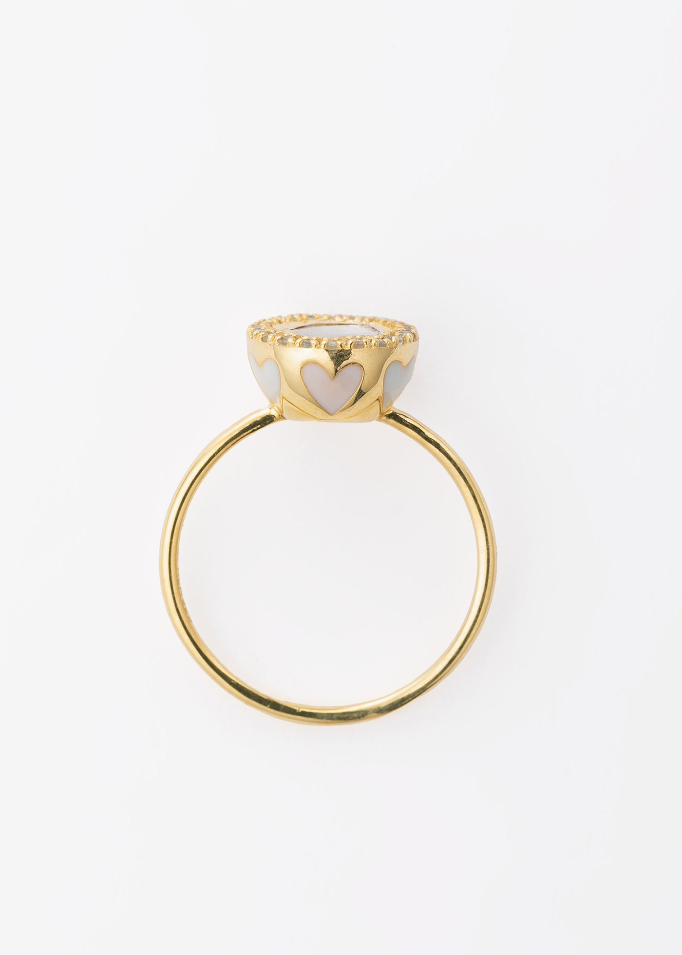 Polki Pastel Heart Enamel Pave Ring