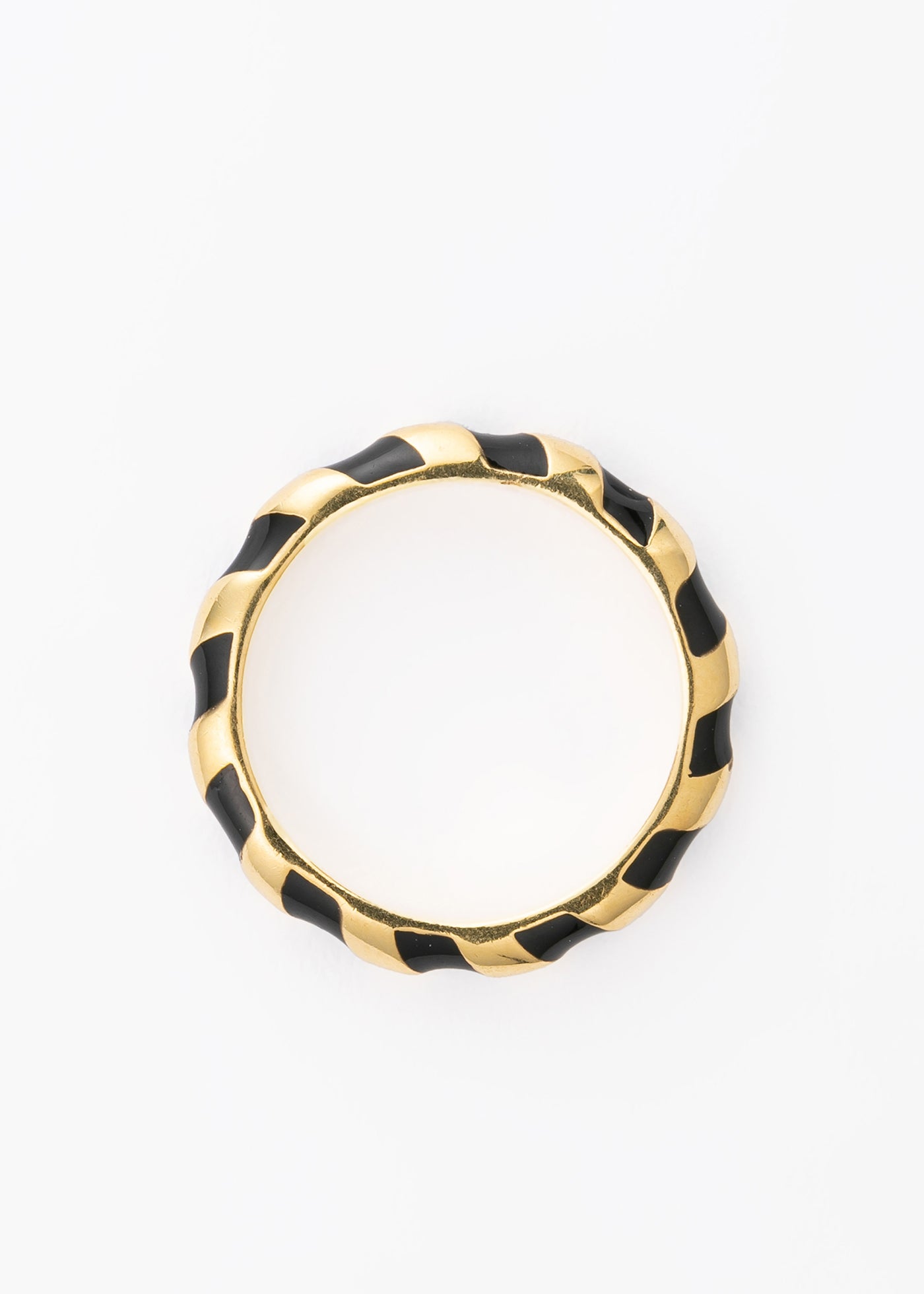 GoldBlack Stripe Enamel Ring