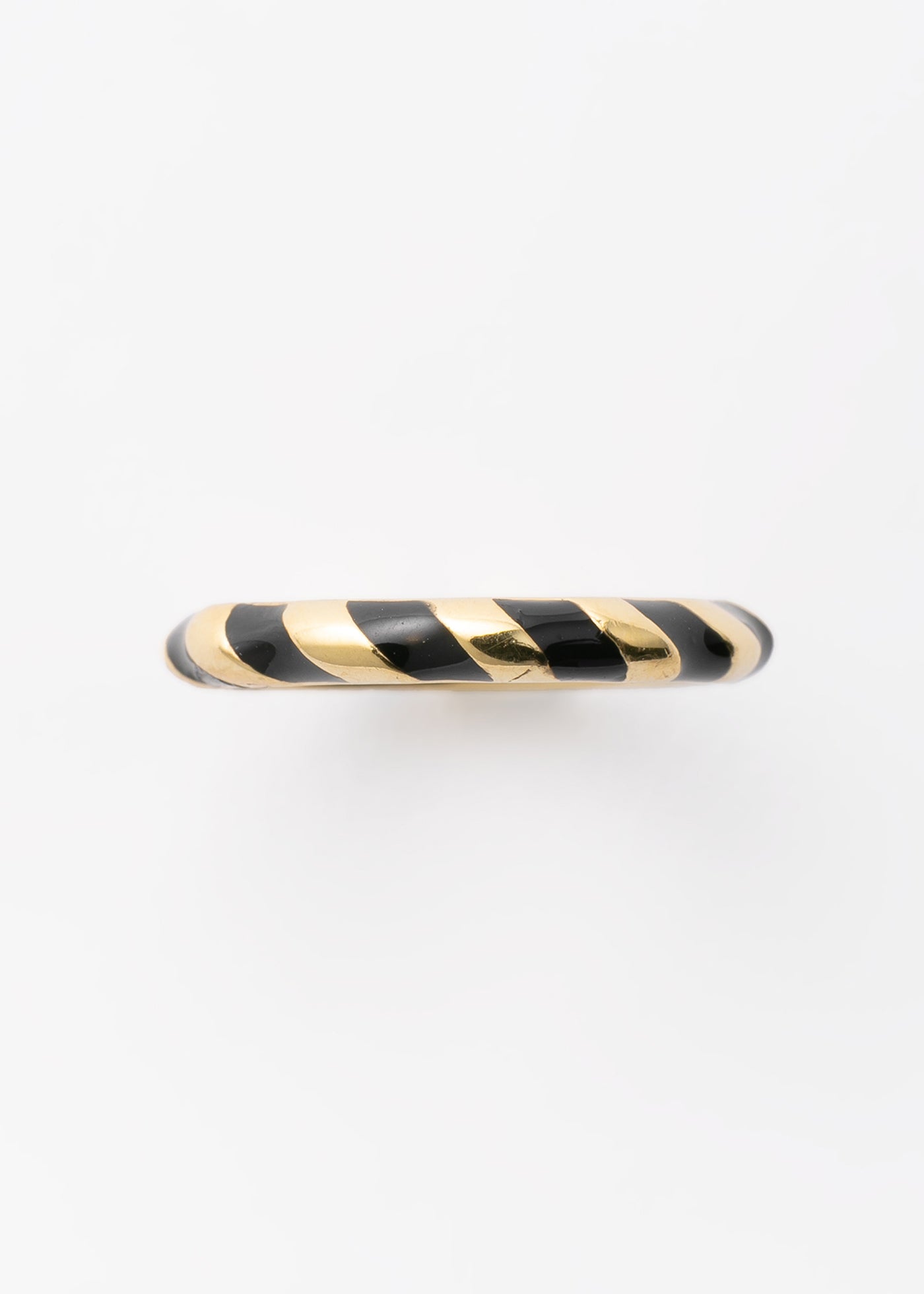 GoldBlack Stripe Enamel Ring