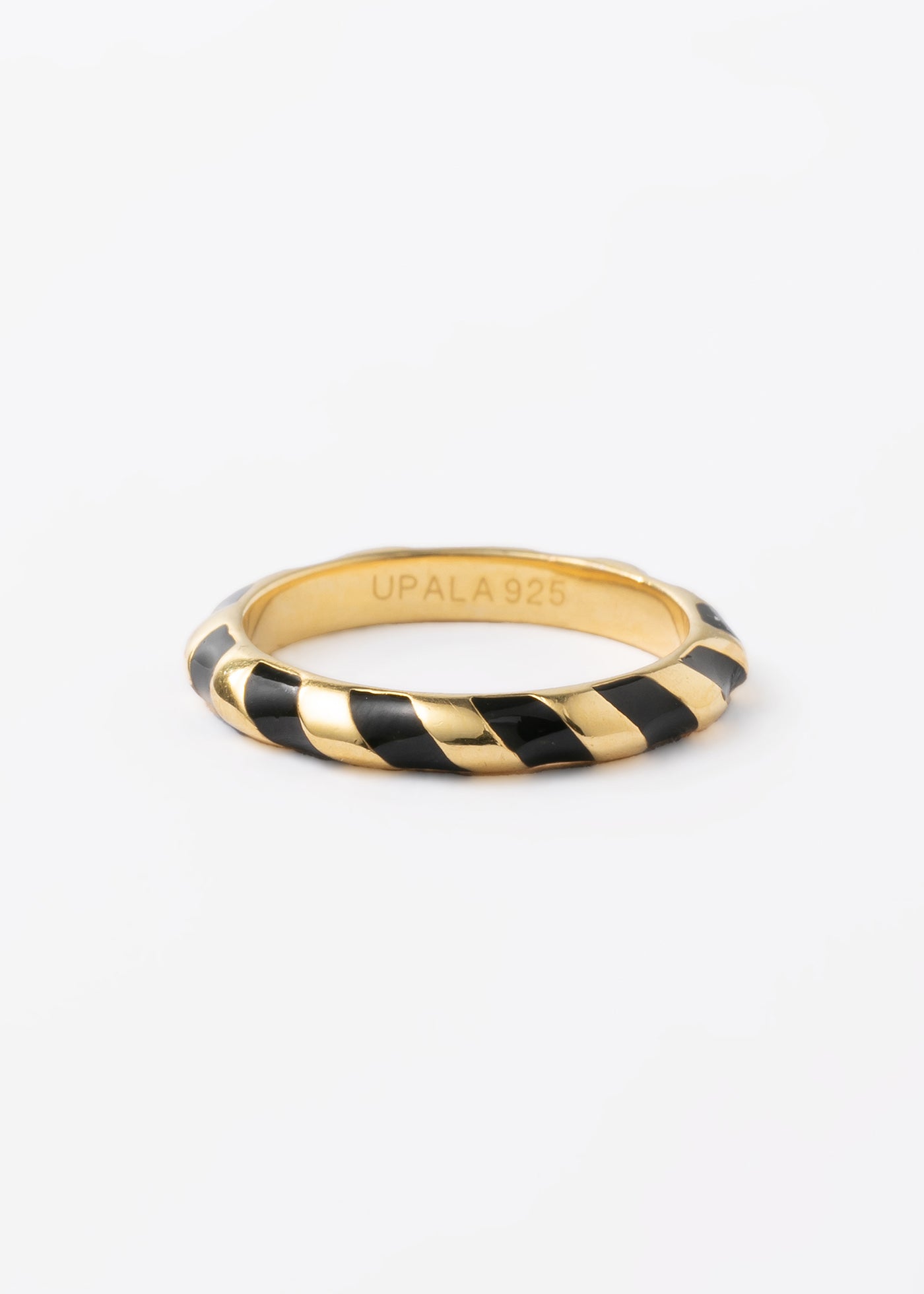 GoldBlack Stripe Enamel Ring