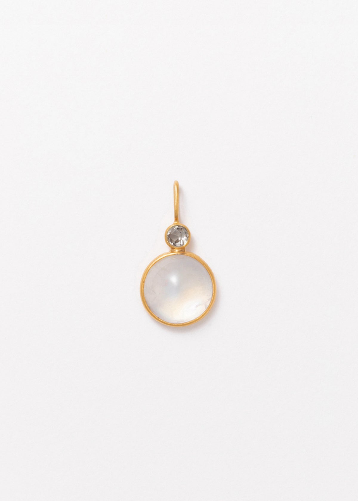 Cabochon & Faceted Rainbow Moonstone Bezel Charm