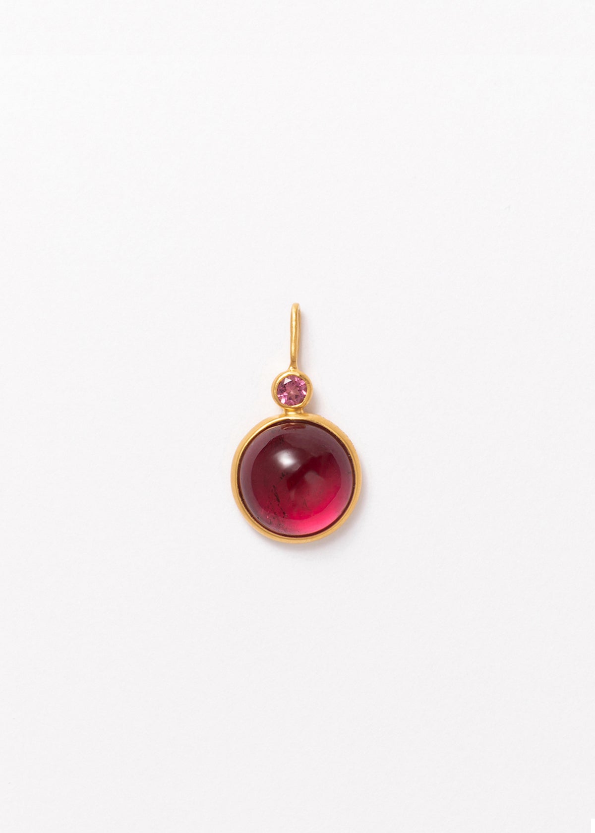 Cabochon & Faceted Rubellite Bezel Charm