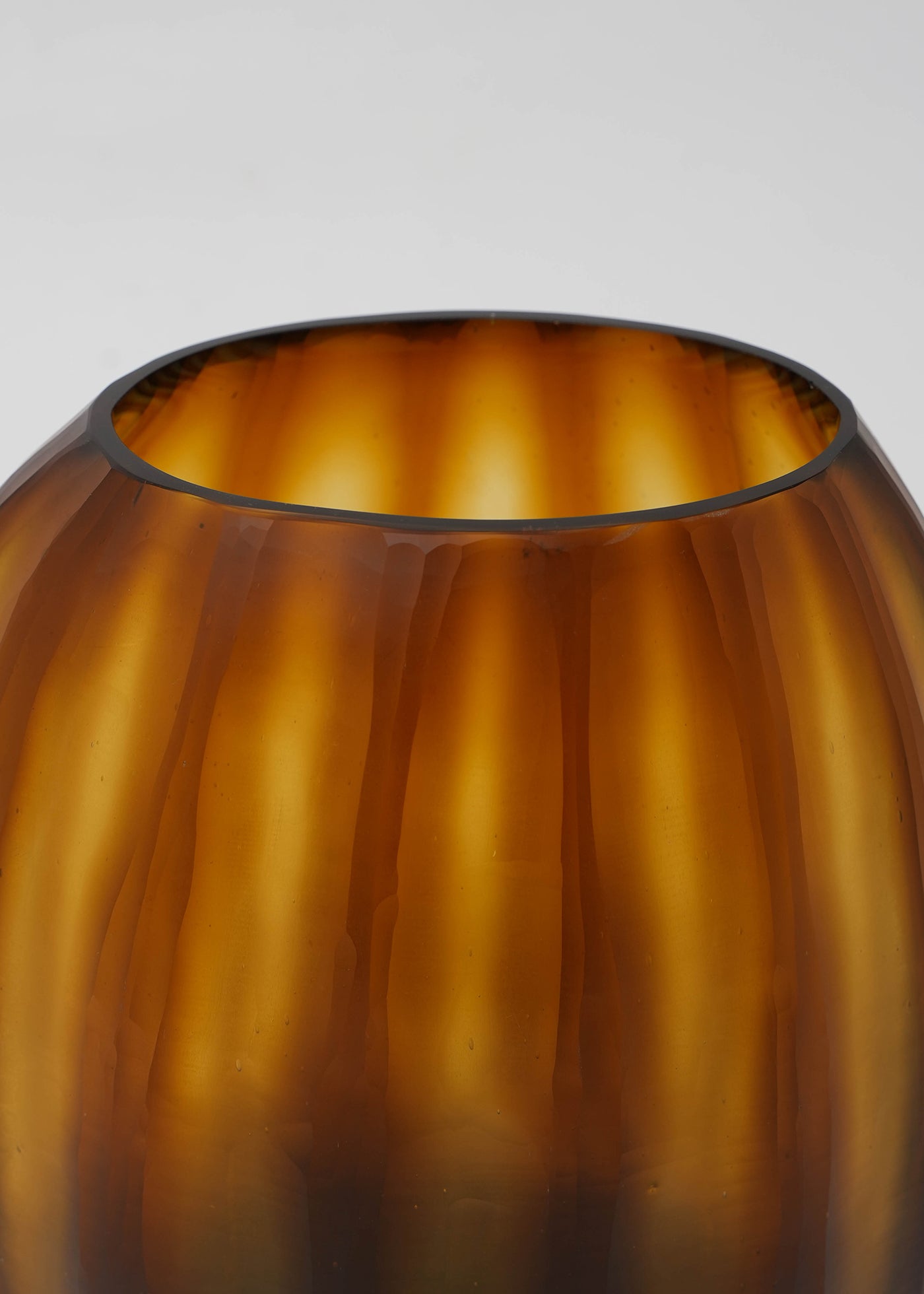 Hand Made Glass Flower Vase Brown Stripe