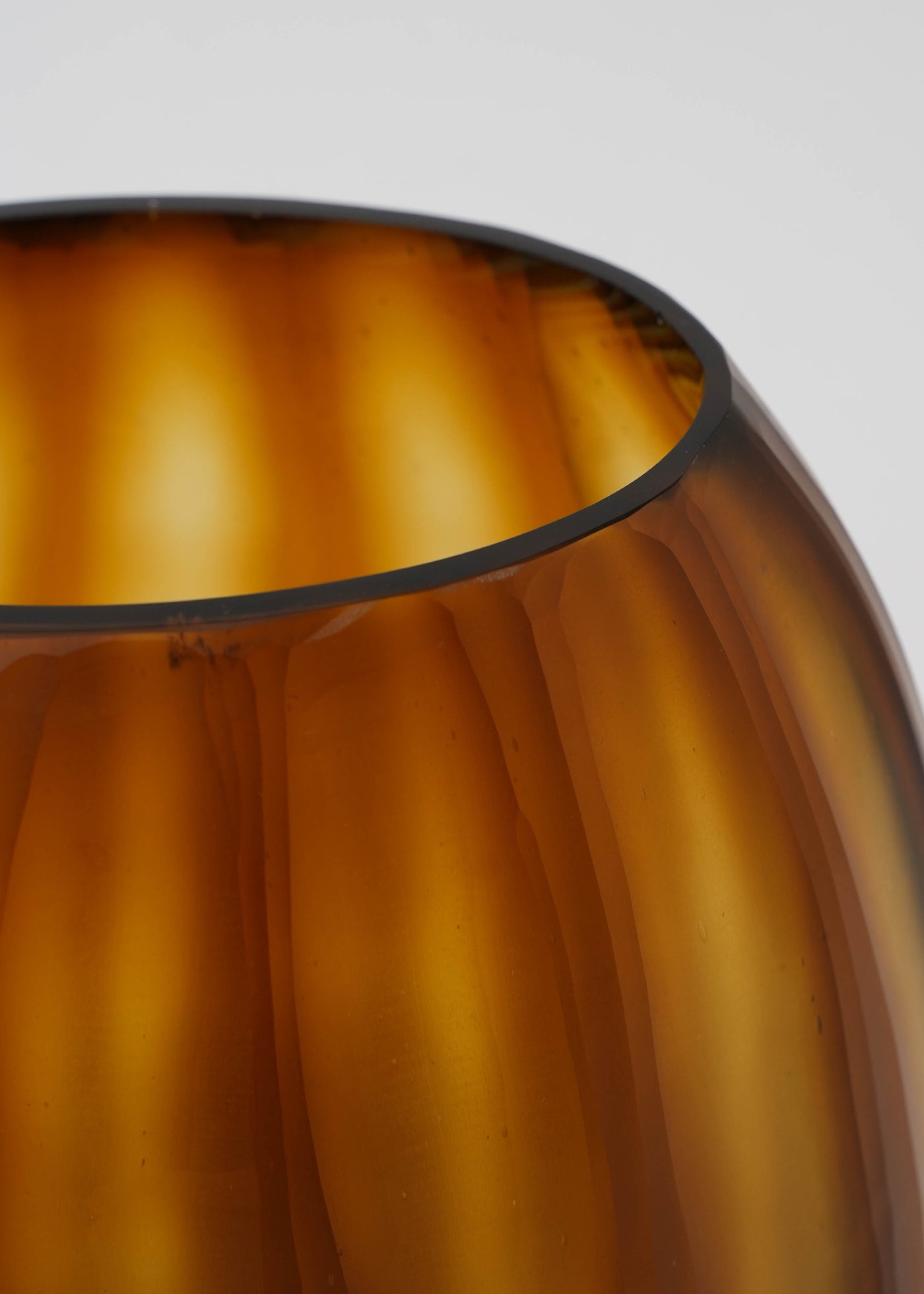 Hand Made Glass Flower Vase Brown Stripe