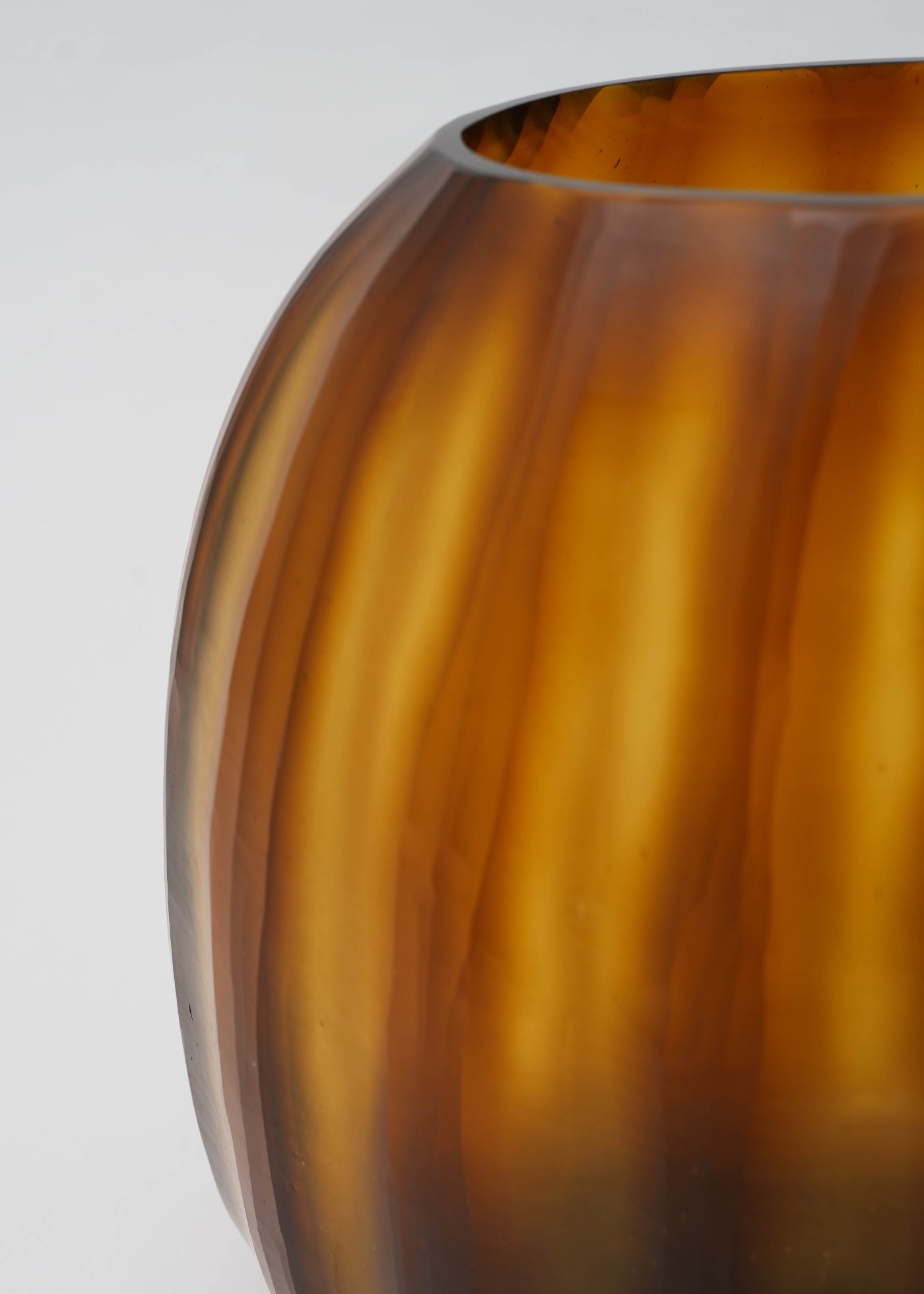 Hand Made Glass Flower Vase Brown Stripe