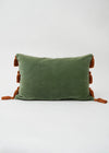 Velvet Tassel Cushion Cover Green