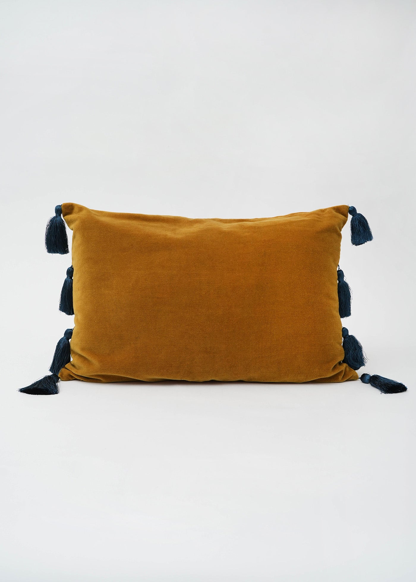Velvet Tassel Cushion Cover Mustard