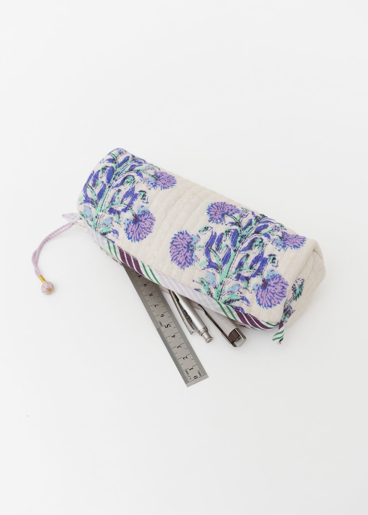 Marigold Print Upcycle Quilted Long Pouch