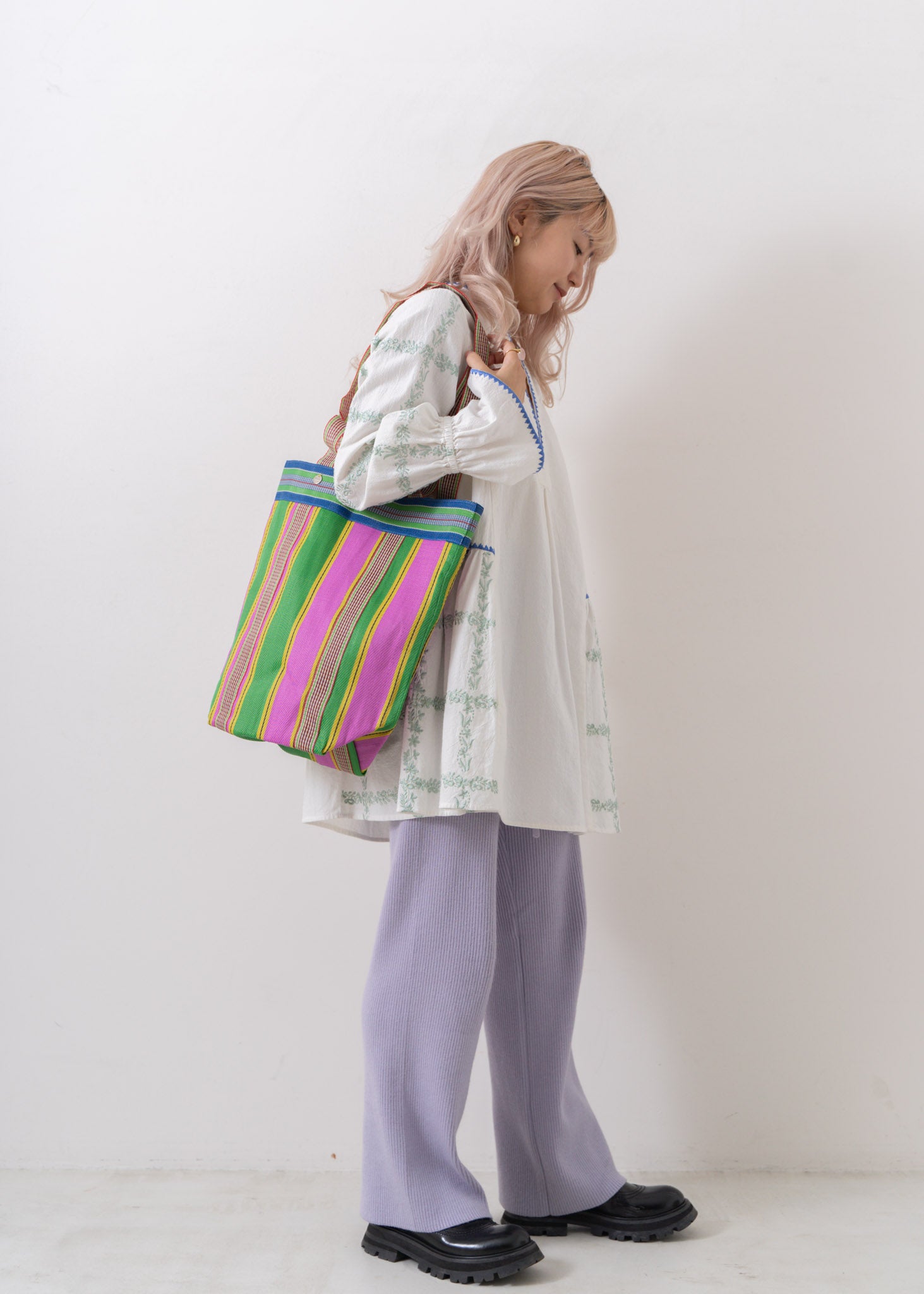 Multi Stripe Mesh Long Tote Bag | Pasand by ne Quittez pas 