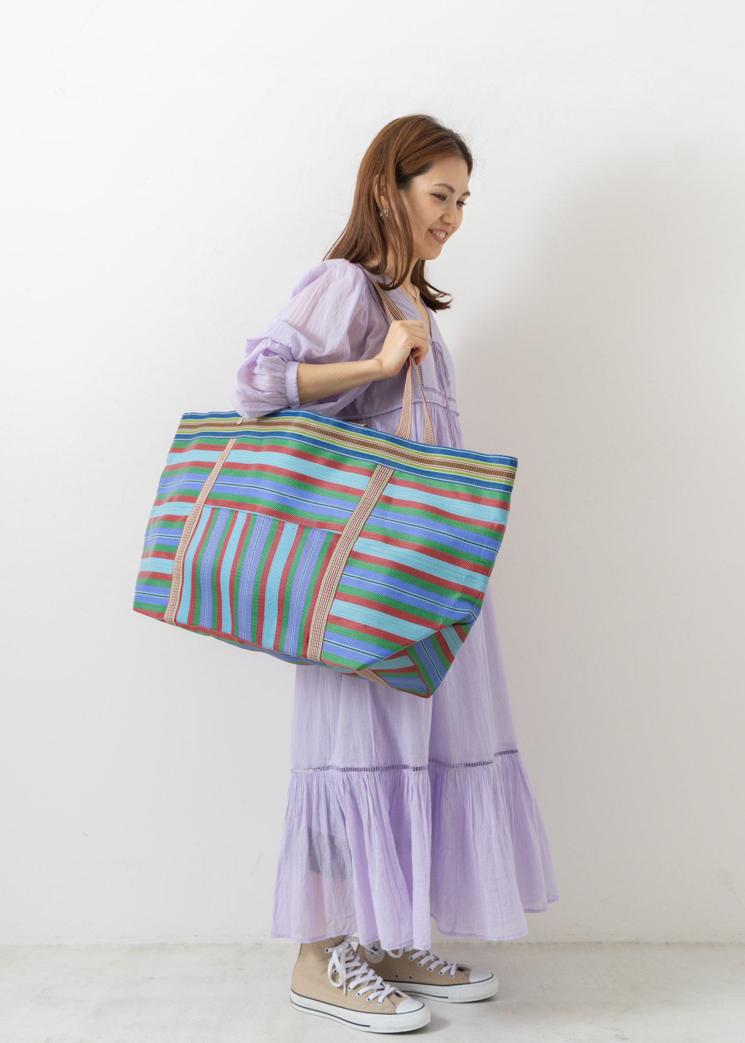 Multi Stripe Mesh Big Bag | Pasand by ne Quittez pas | パサン 