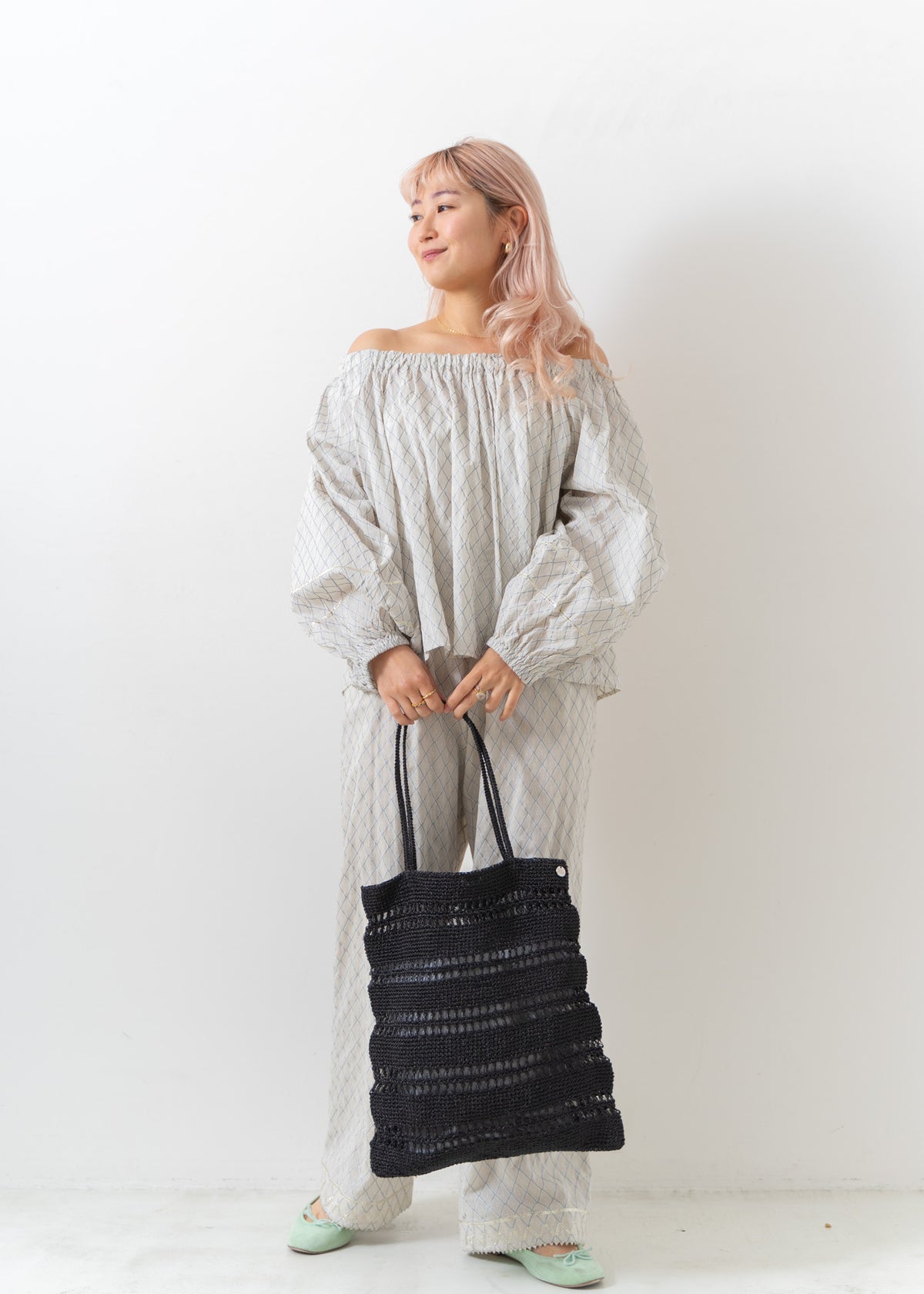 Metallic Macrame Tote Bag