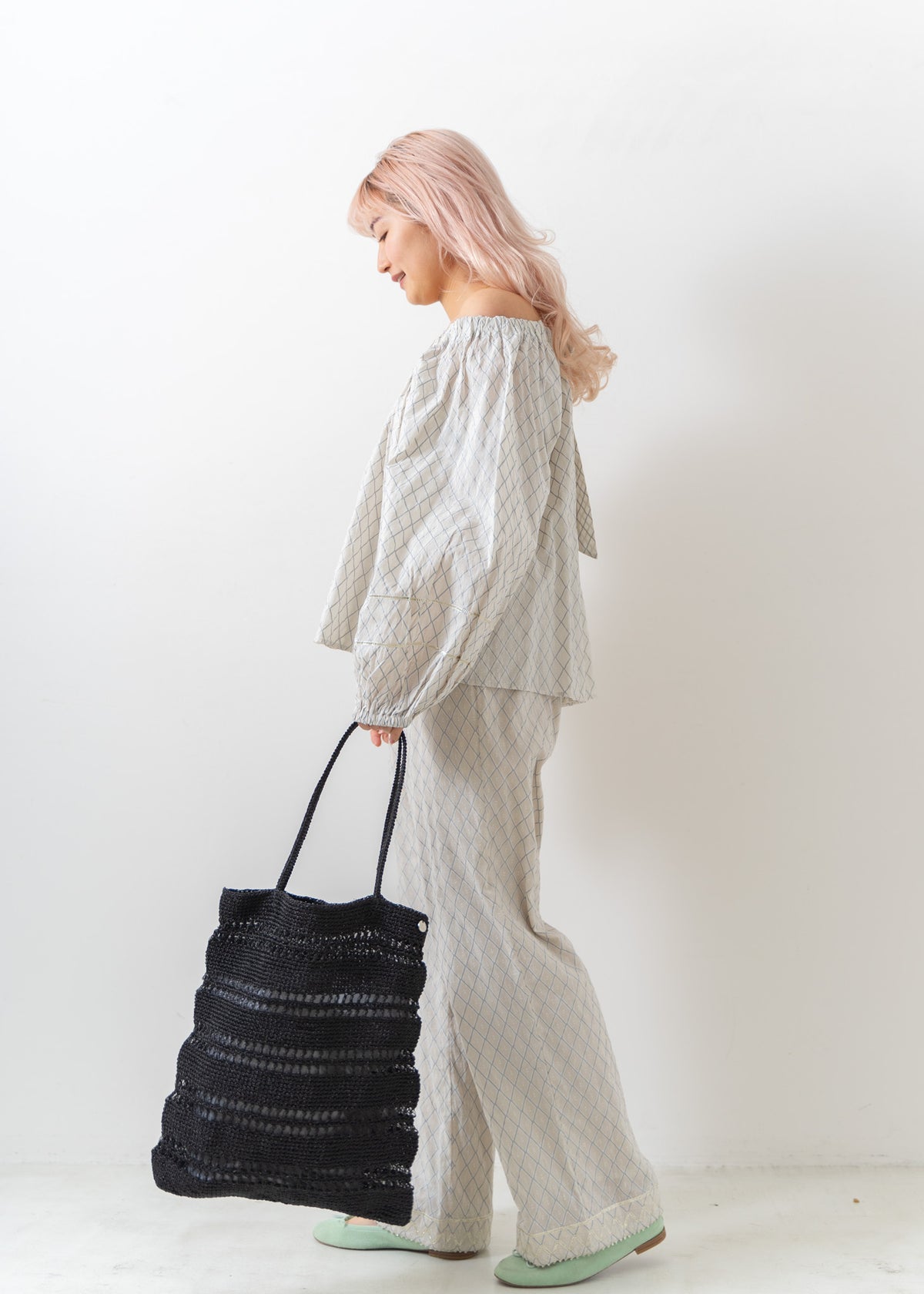 Metallic Macrame Tote Bag