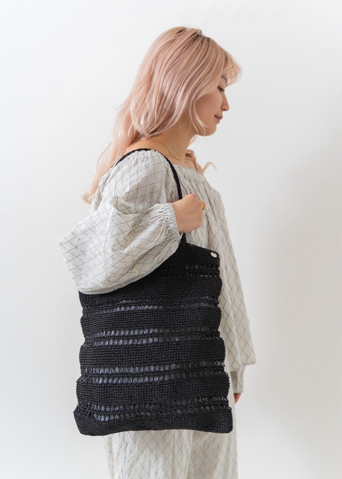 Metallic Macrame Tote Bag
