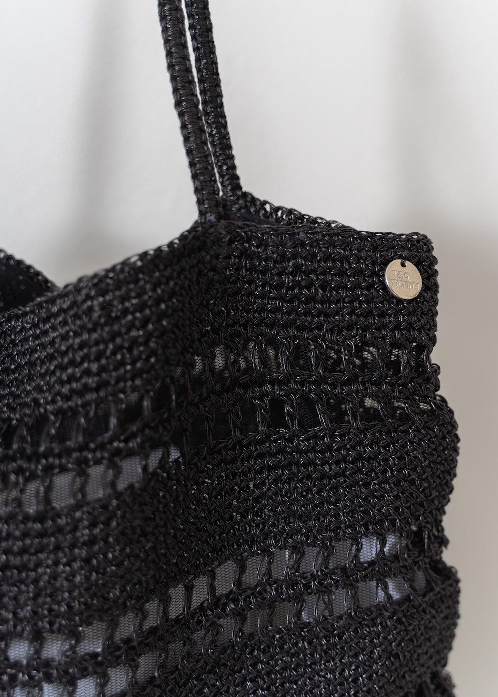 Metallic Macrame Tote Bag