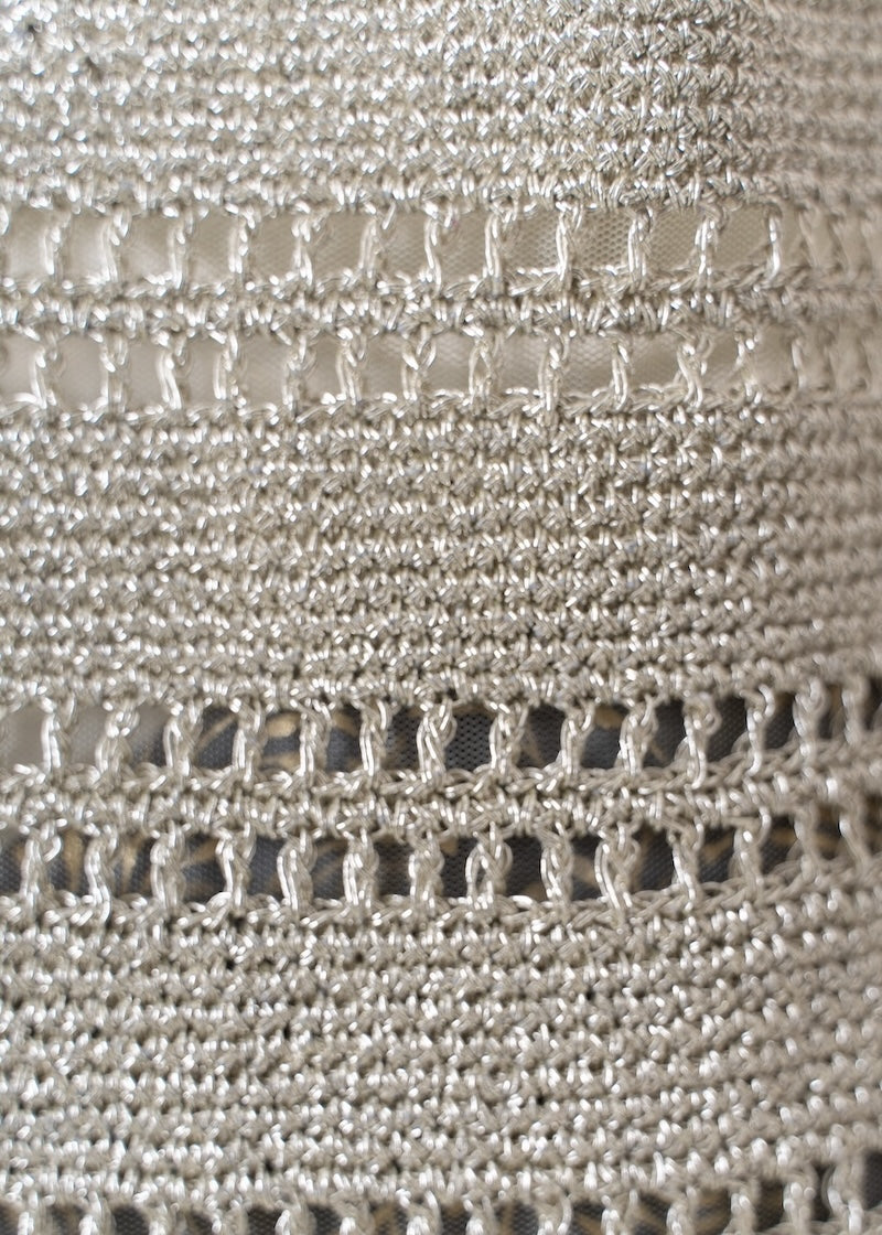 Metallic Macrame Tote Bag