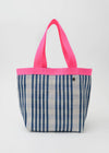 Multi Stripe Mesh Tote Bag With Pouch