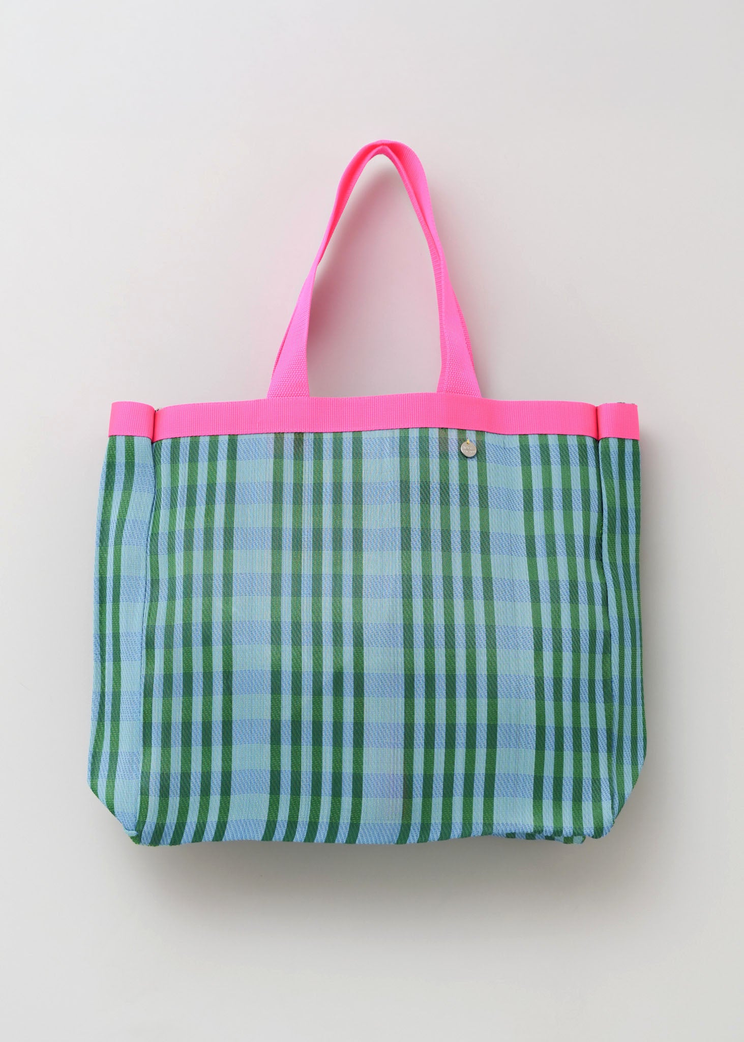 Multi Stripe Mesh Tote Bag With Pouch