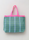 Multi Stripe Mesh Tote Bag With Pouch