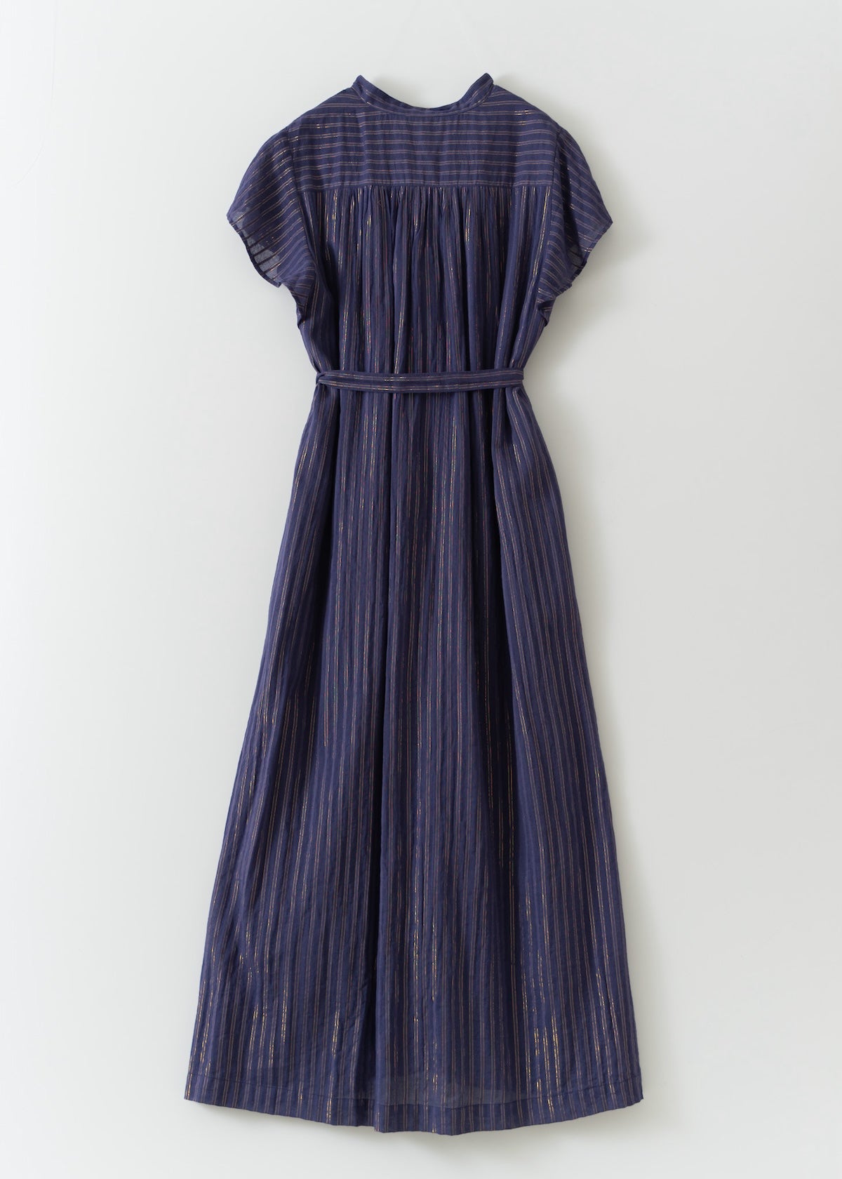 Cotton Lurex Stripe Lace Frill Sleeve Dress | Pasand by ne Quittez pas |  パサンドバイヌキテパ