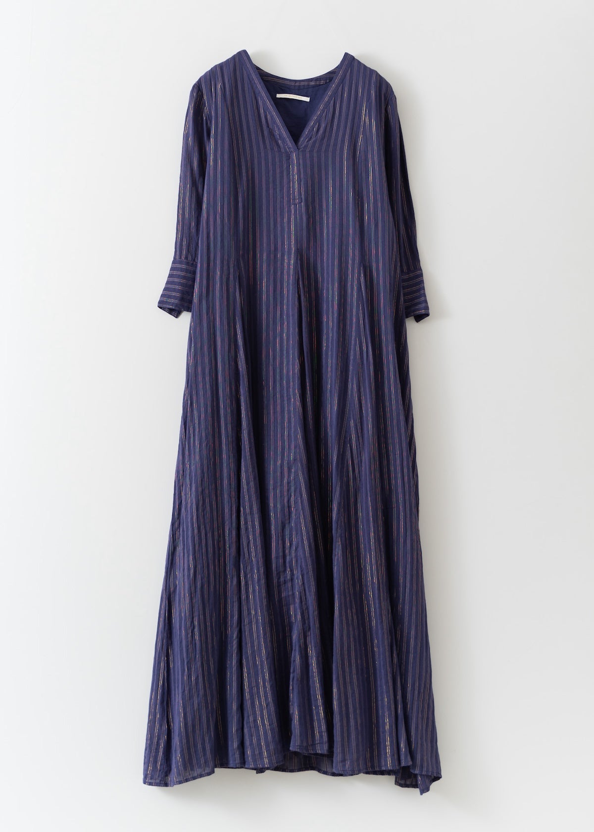 Cotton Lurex Stripe V Neck Dress | Pasand by ne Quittez pas | パサンドバイヌキテパ