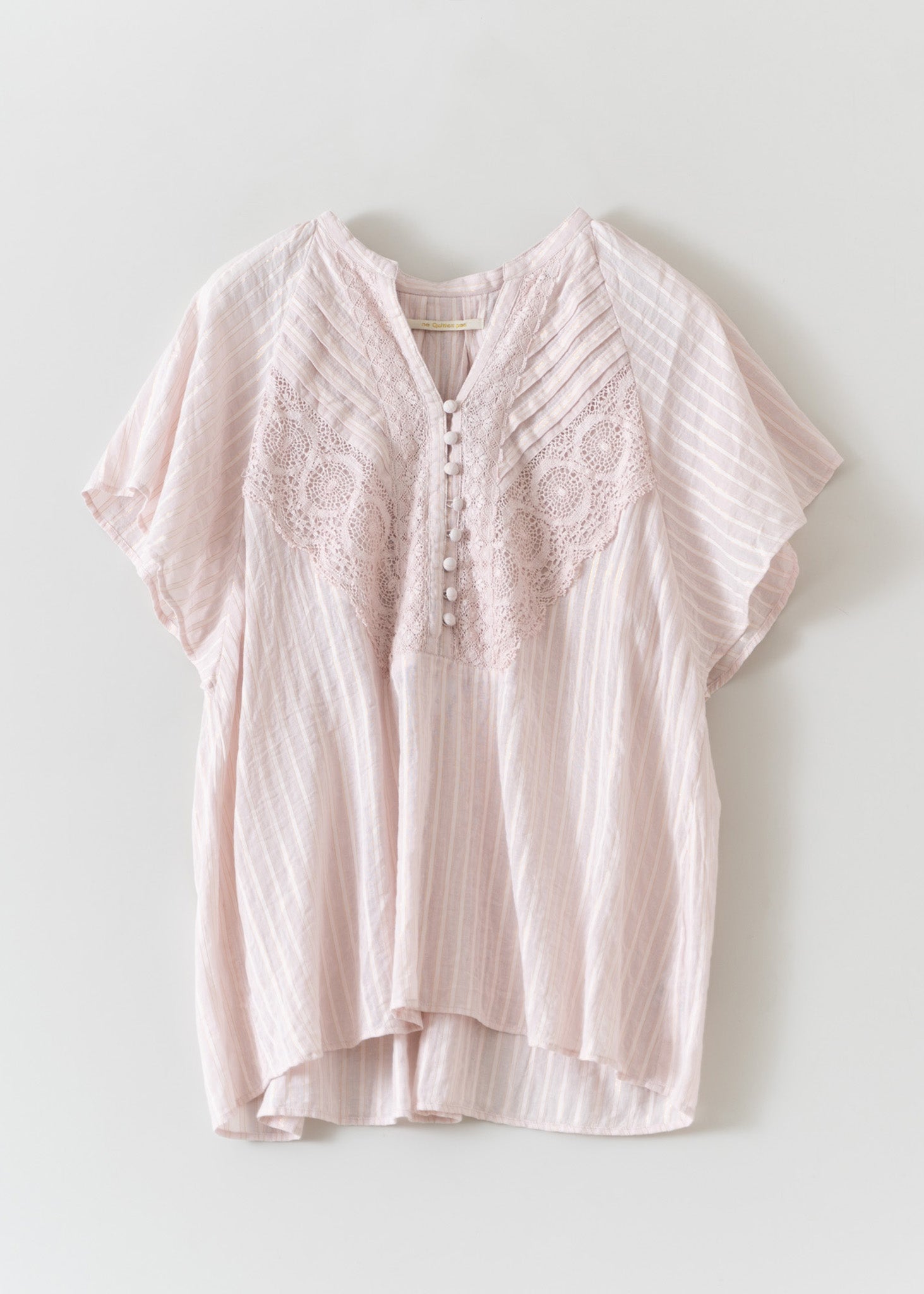 Cotton Lurex Stripe Lace Blouse | Pasand by ne Quittez pas | パサンドバイヌキテパ