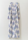 Cotton Jacquard Marigold Print Shirring Dress