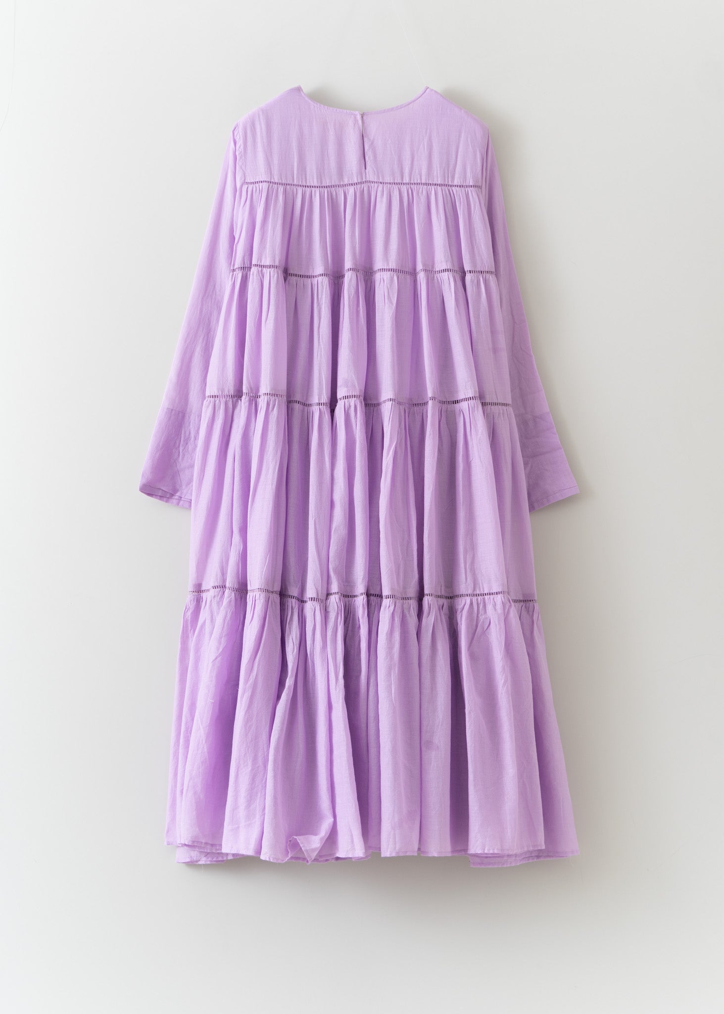 Cotton Voile Tiered Middle Length Dress Lt.Purple