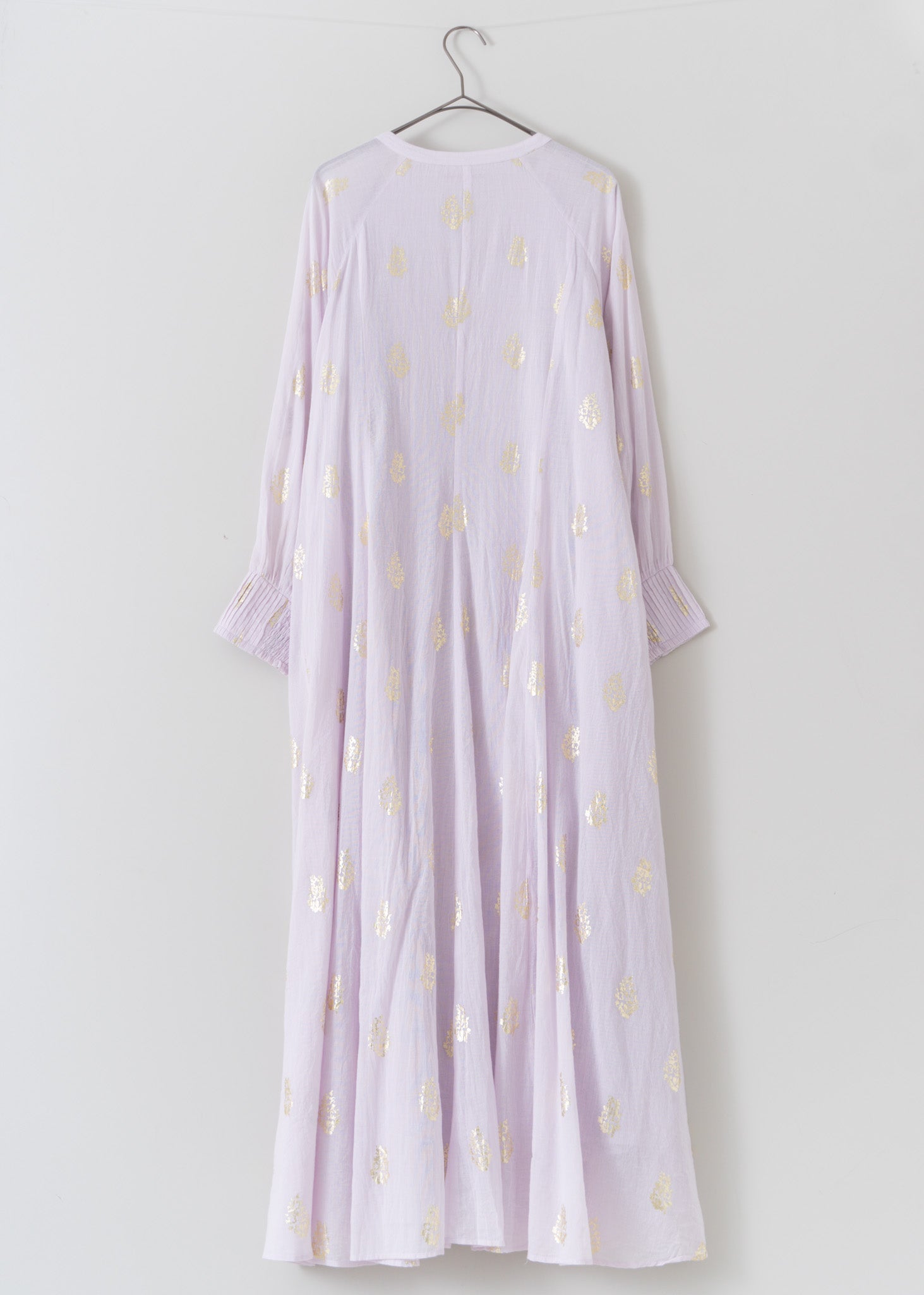 【White予約受付中】Cotton Voile Foil Flower Print Sleeve Dress