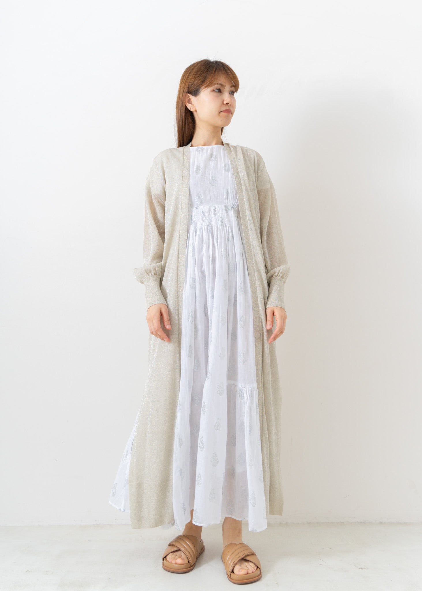 Linen Glitter Mix Long Cardigan | Pasand by ne Quittez pas | パサンドバイヌキテパ