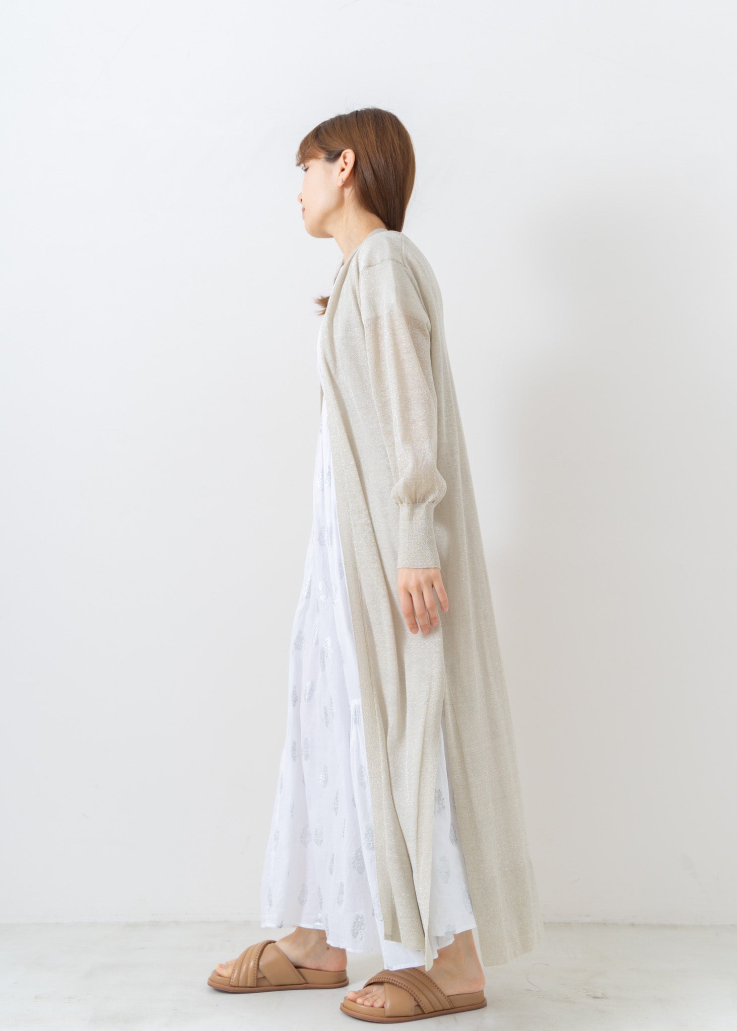 Linen Glitter Mix Long Cardigan