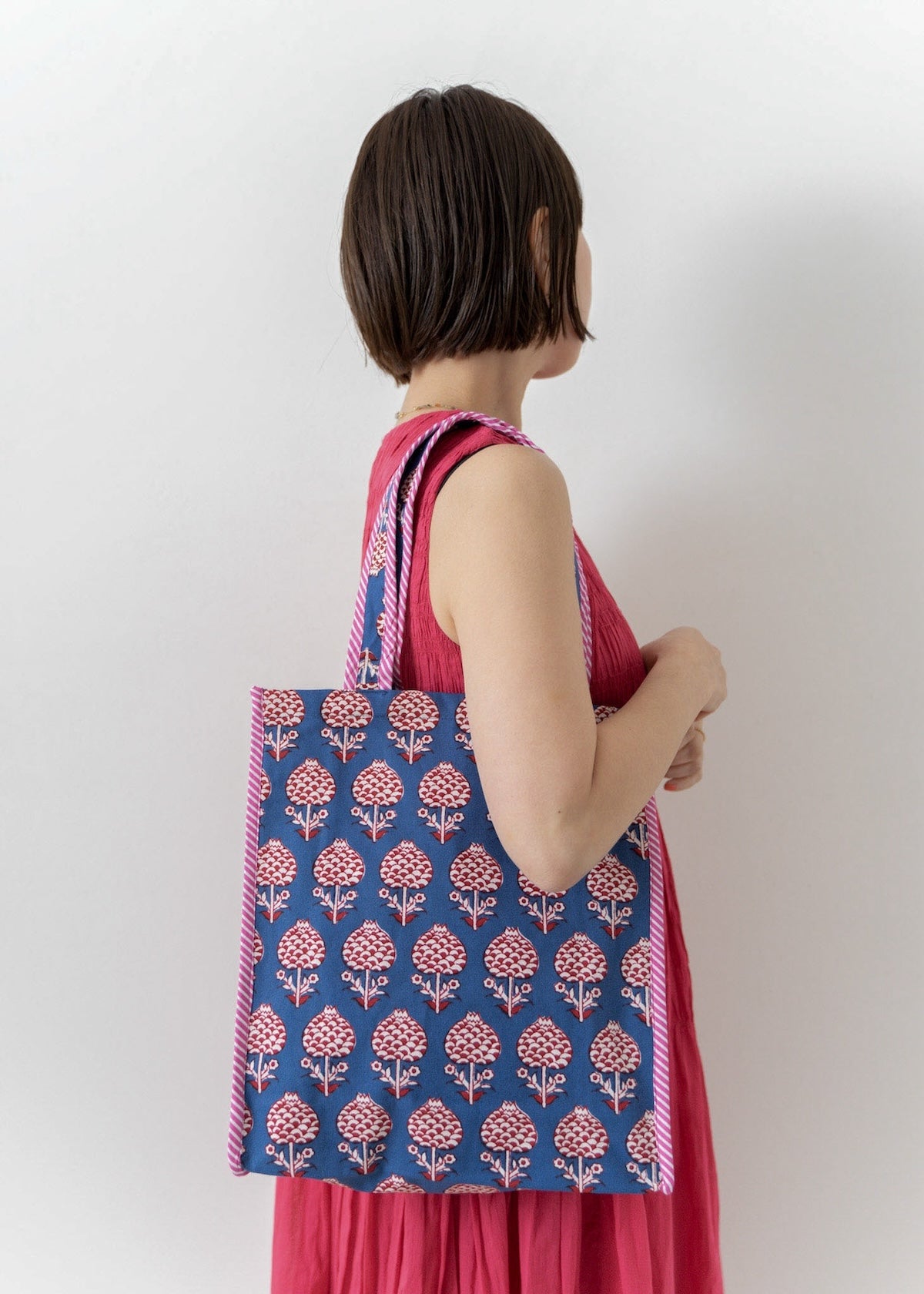 Cotton Canvas Hand Printed Gusseted Bag