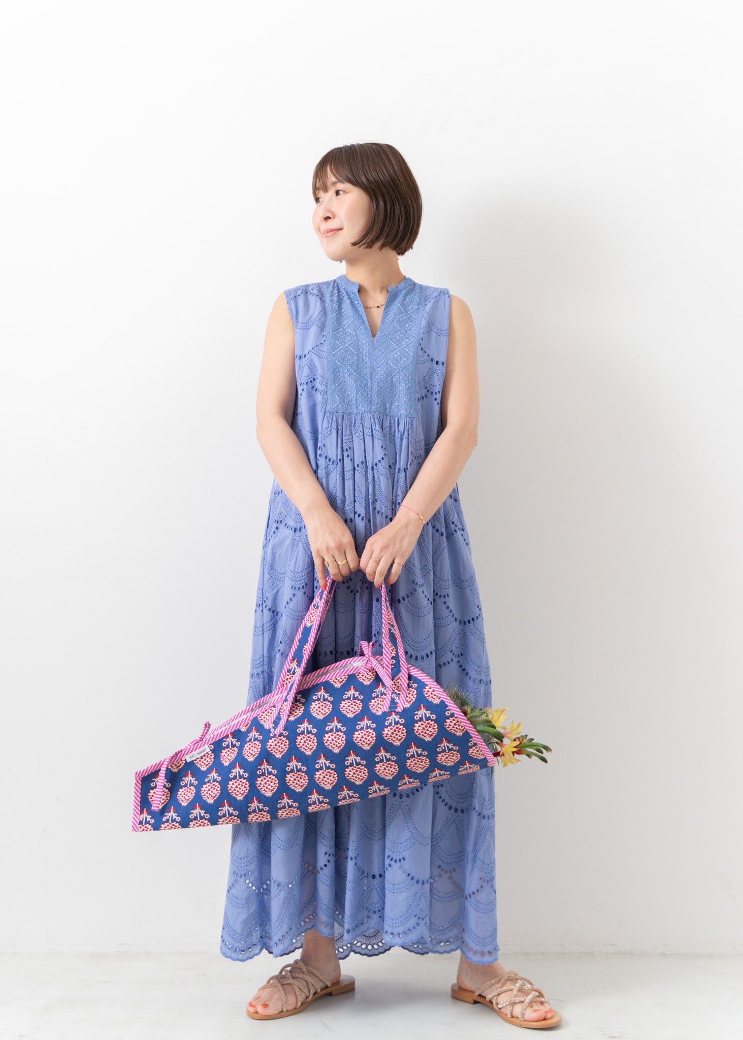 Cotton Canvas Hand Printed Flower Bag | Pasand by ne Quittez pas | パサンドバイ ヌキテパ