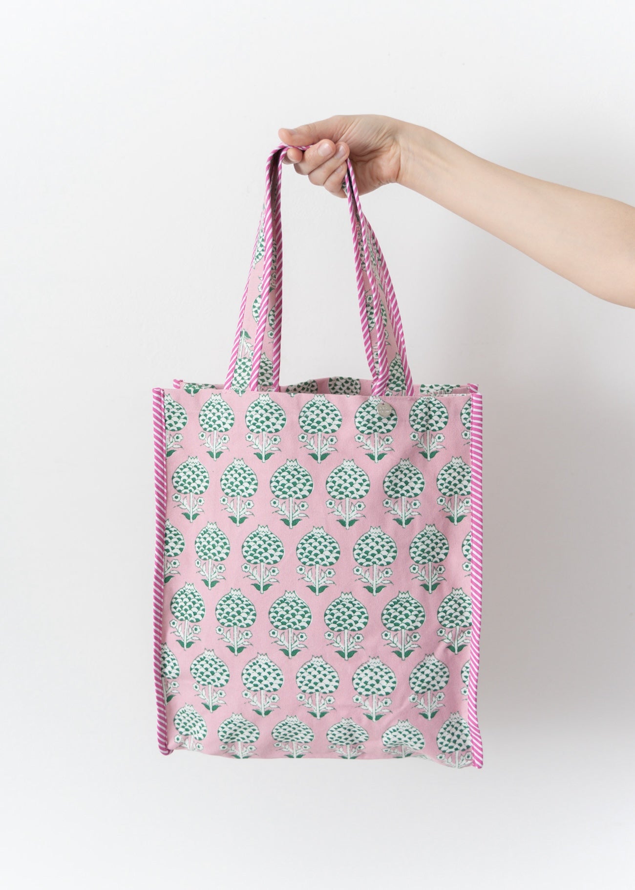 Cotton Canvas Hand Printed Gusseted Bag | Pasand by ne Quittez pas |  パサンドバイヌキテパ