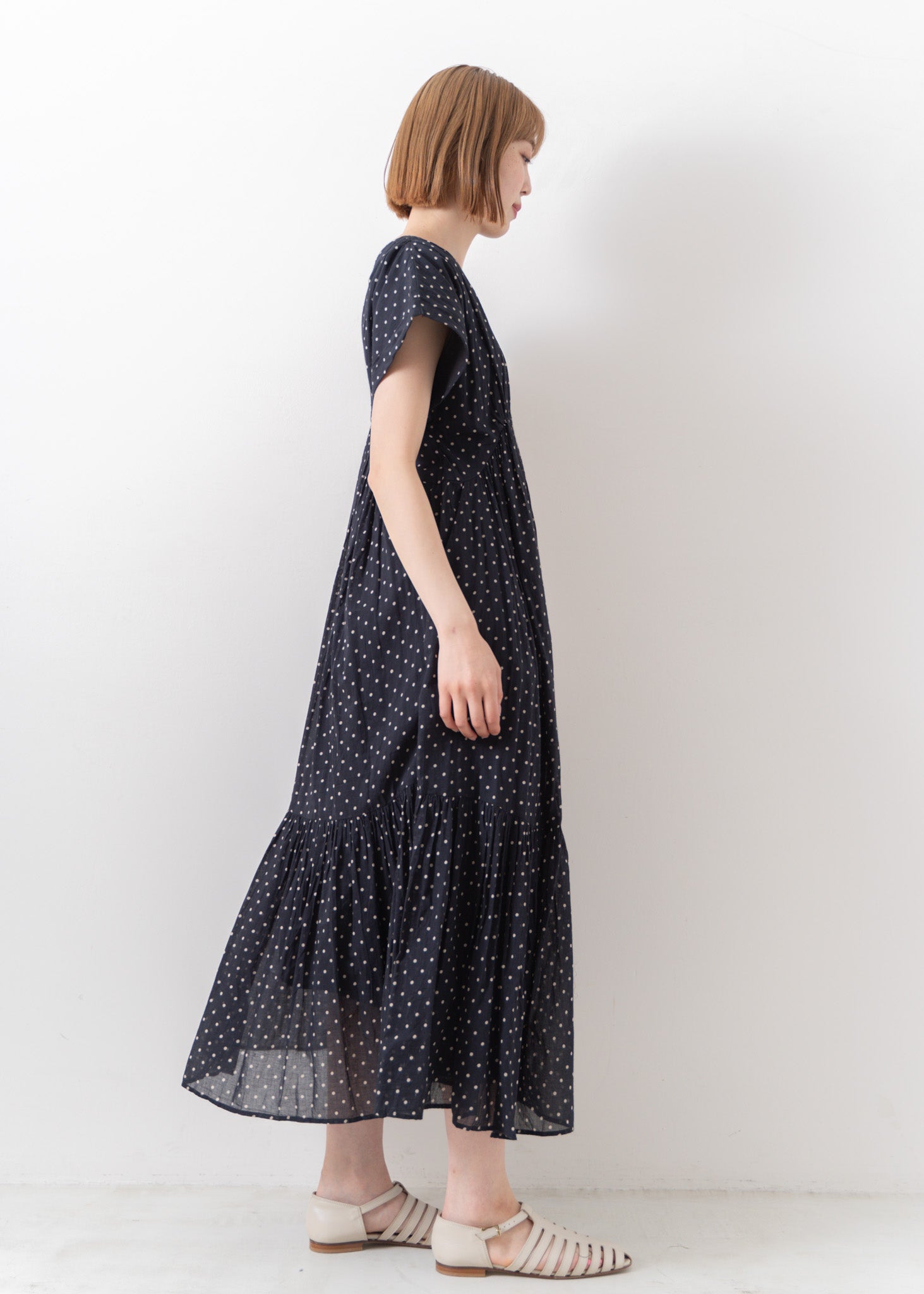Cotton Voile Dot Print Sleeveless Dress
