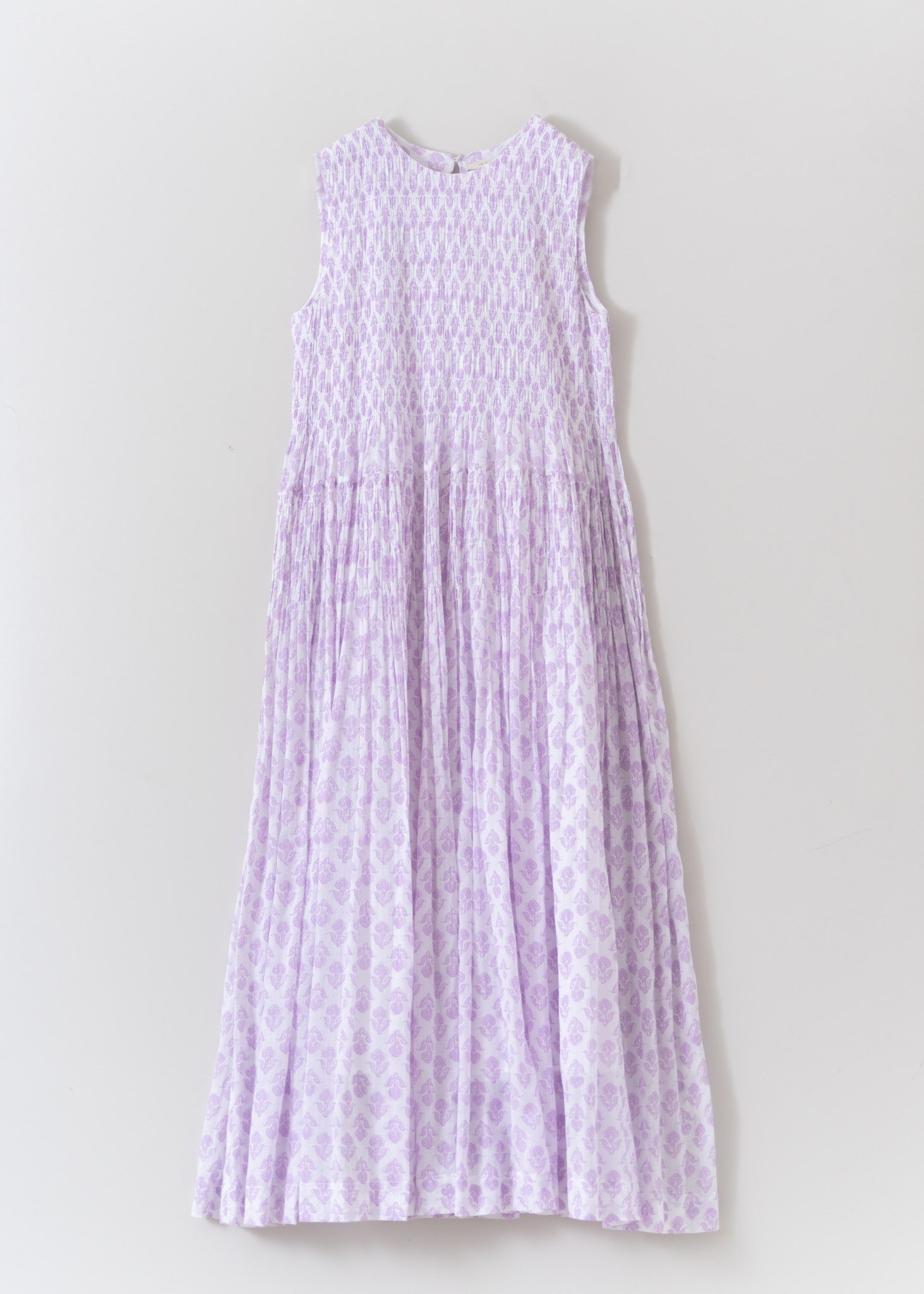 Lotus Combi Print Shirring Sleeveless Dress | Pasand by ne Quittez 