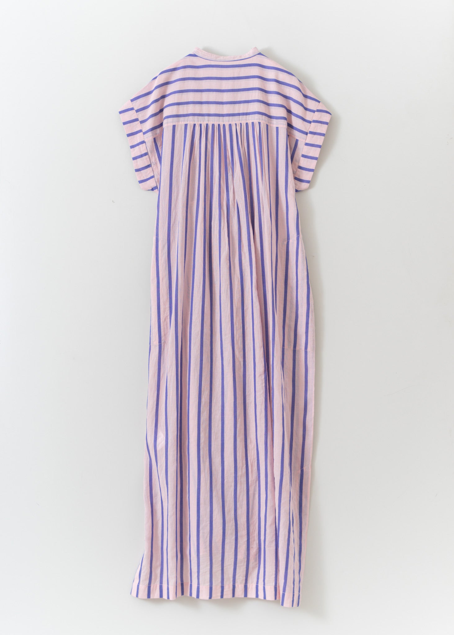 Cotton Voile Stripe Frill Sleeveless Shirt Dress